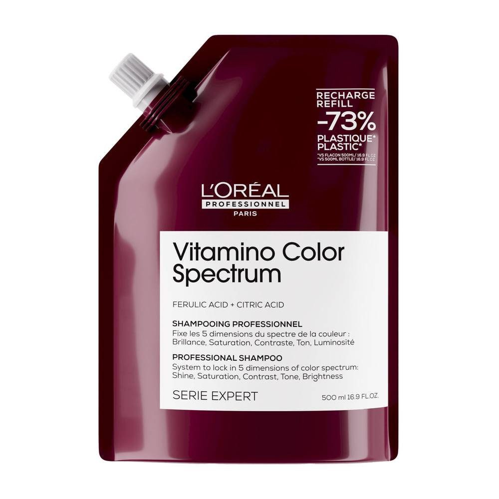 L'ORÉAL PROFESSIONNEL PARIS Haarshampoo L'Oréal Professionnel Vitamino Color Spectrum Shampoo Refill 500 ml, 1-tlg., Reduziert Haarbruch sichtbar bereits nach wenigen Anwendungen