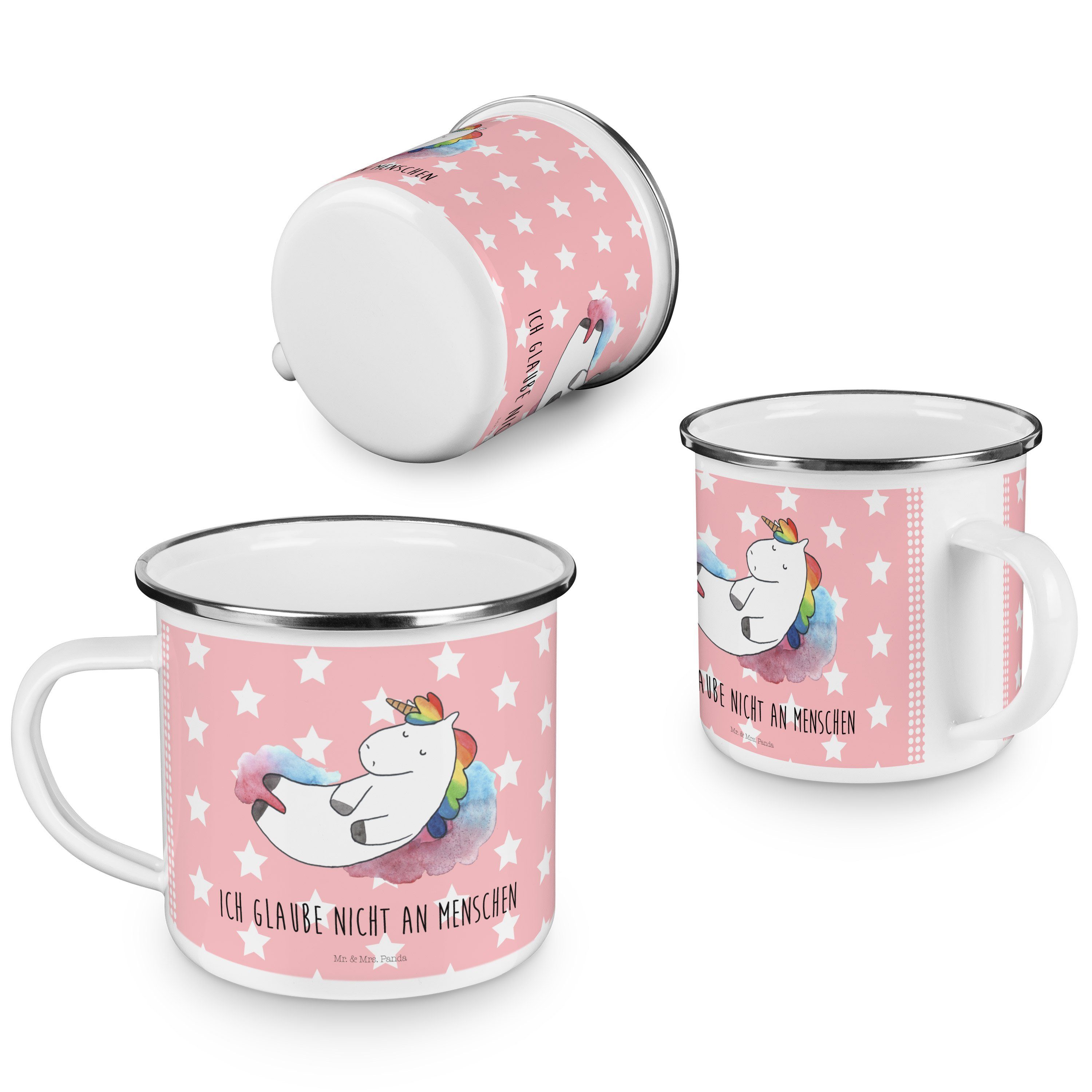 Mr. & Mrs. Panda Rot - - Geschenk, Campingtasse, Becher Wolke Pastell 7 U, Einhorn Emaille Einhörner