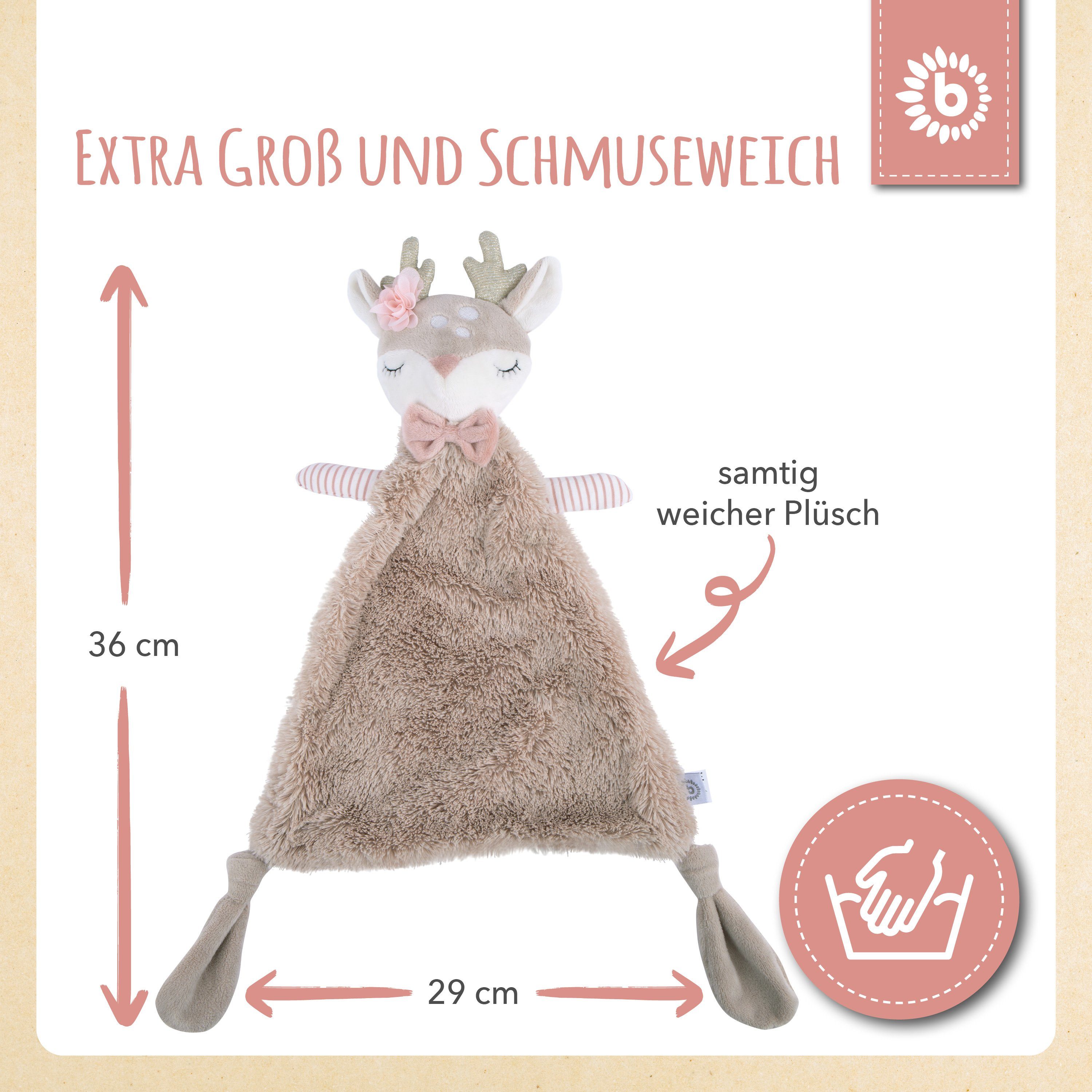 BIECO Plüschfigur Bieco Schmusetuch Reh ab 0m+ ca. 36 cm Schnuffeltuch Schmusetuch