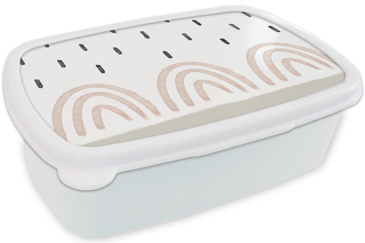 Lunchbox Jungs (2-tlg), MuchoWow für Pastell Mädchen Erwachsene, Kunststoff, Brotbox Regen, für - weiß Brotdose, Kinder - Regenbogen und und