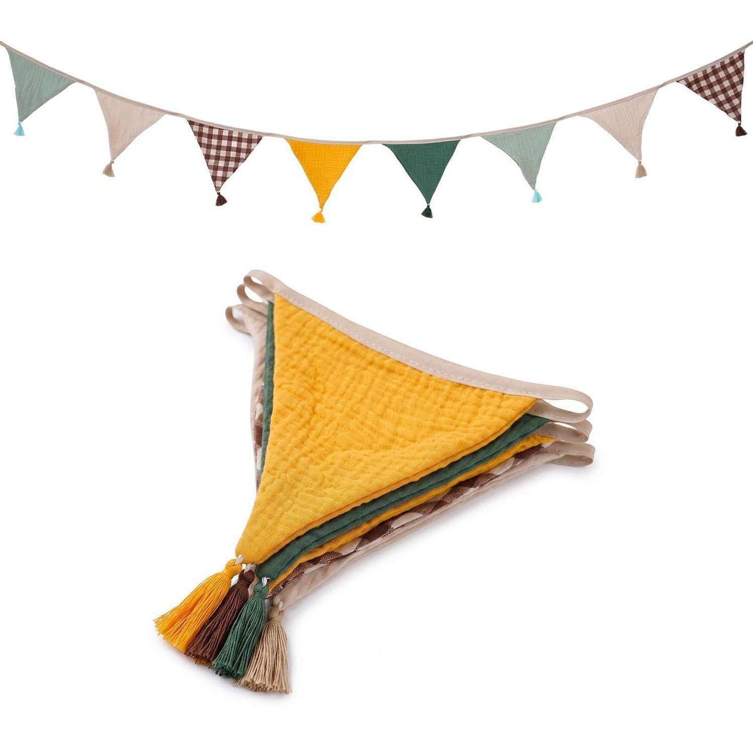 LuxusKollektion Wimpelkette Wimpelkette Kinderzimmer Natur-Mix 2,6m