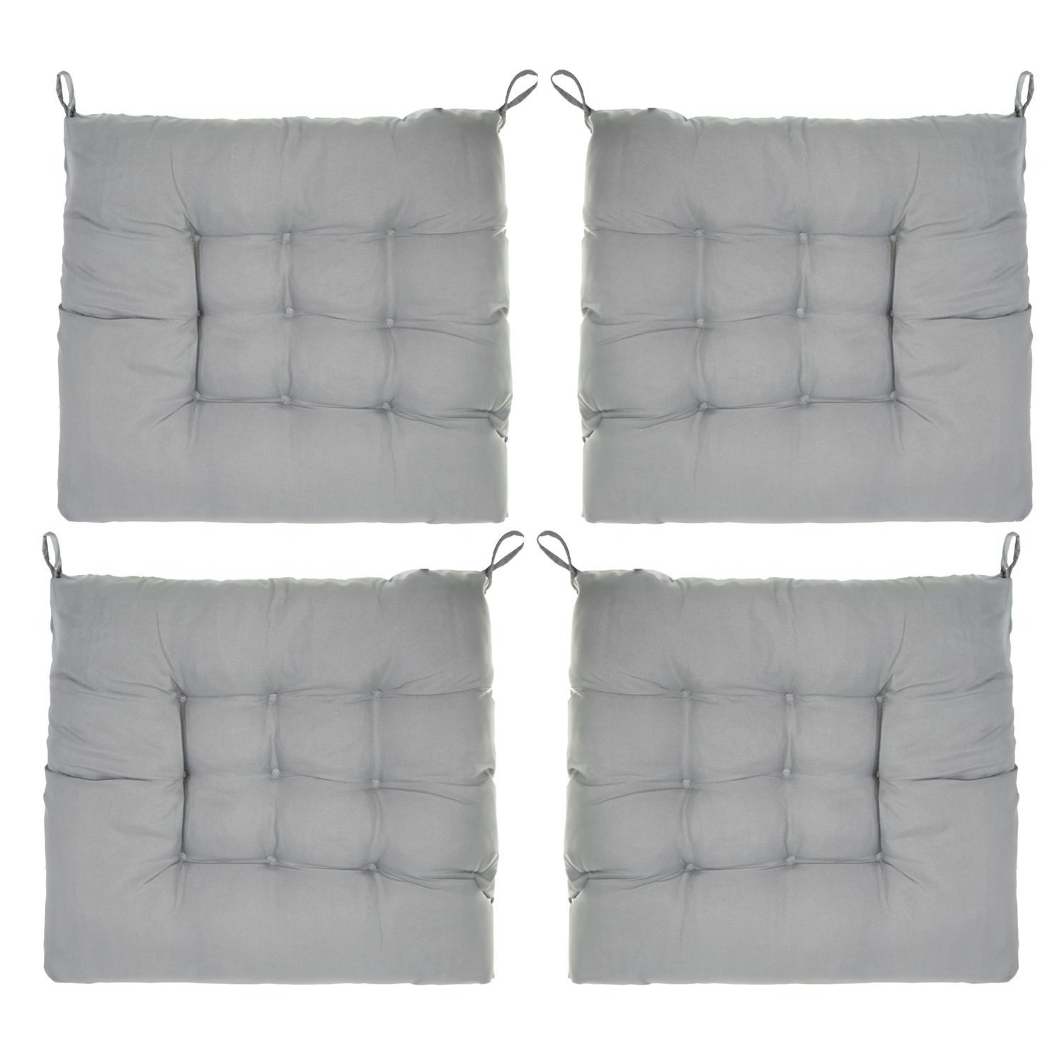 Intirilife Stuhlkissen, 4x Stuhlkissen zum Binden in Grau 40 x 40 x 3 cm