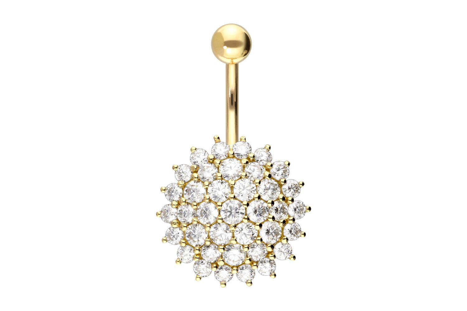 PIERCINGLINE Bauchnabelpiercing 14/18 Karat Gold Bananabell MOISSANIT-BLUME (Bananabells, 1-tlg)