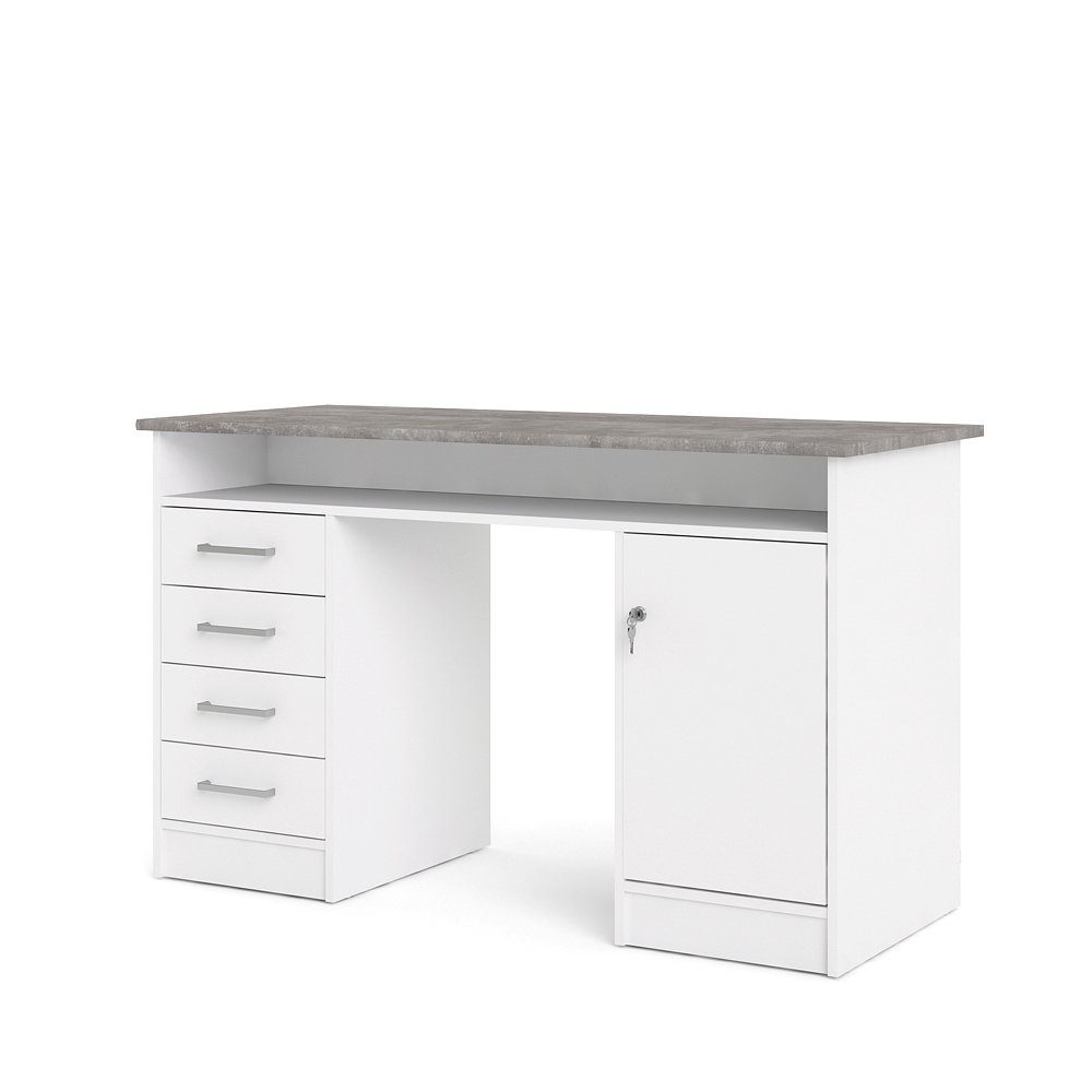 ebuy24 Schreibtisch mit und 4 1 1 Regal, Plus Schubladen Schreibtisch