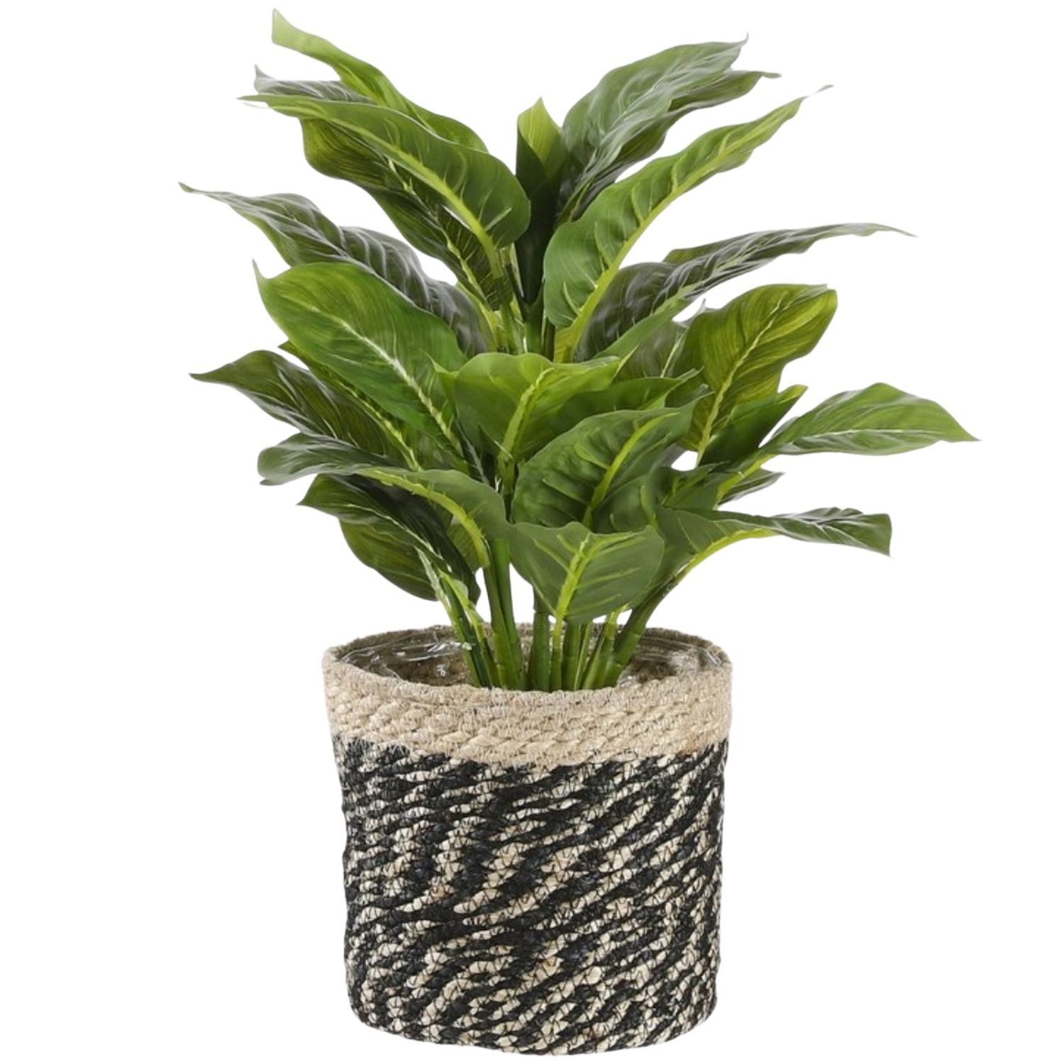 Marrakesch Orient & Mediterran Interior Übertopf Pflanzkorb Natur-Schwarz, Geflochtener Übertopf 20cm (0 St), Handarbeit