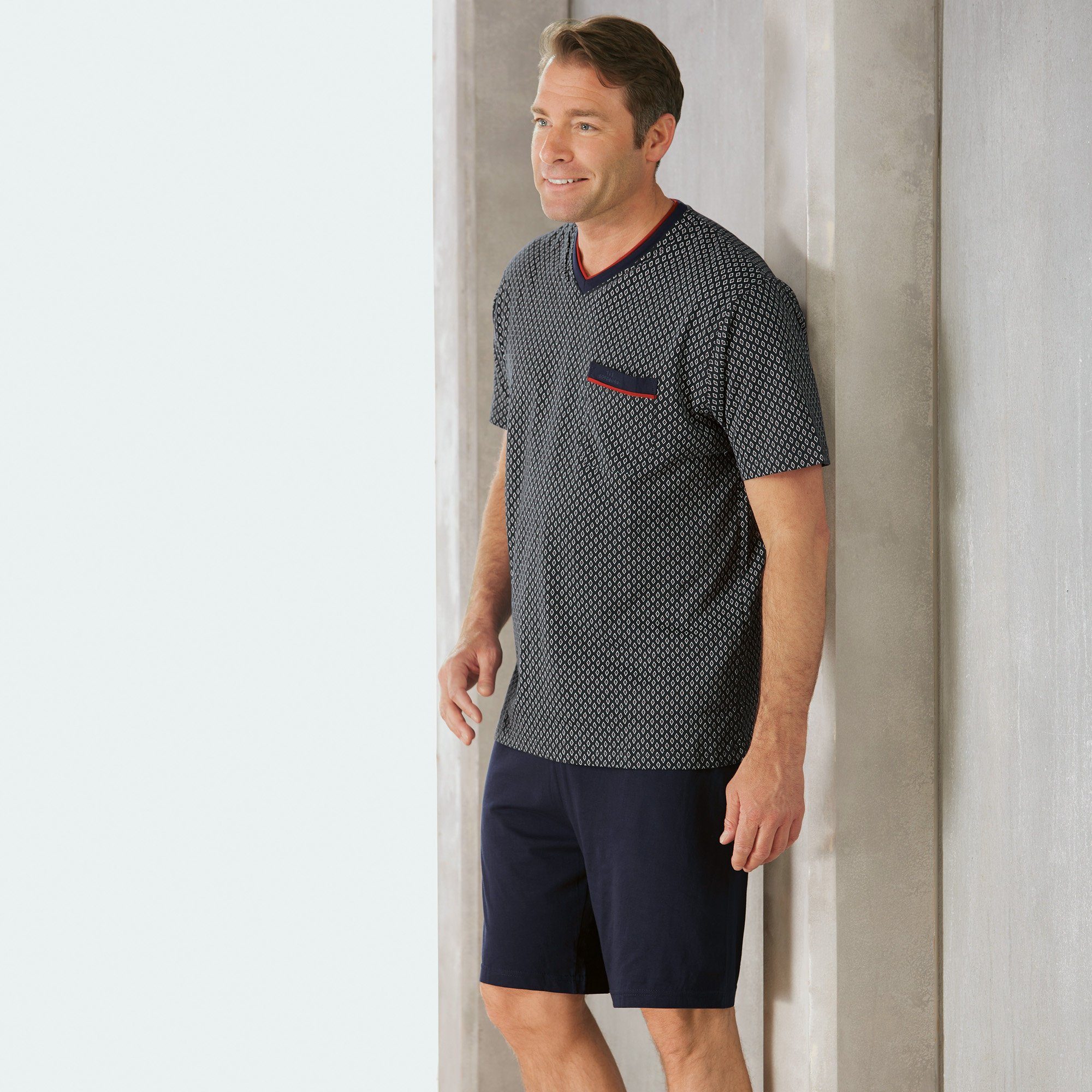 GÖTZBURG Pyjama Herren-Shorty Single-Jersey gemustert günstig online kaufen