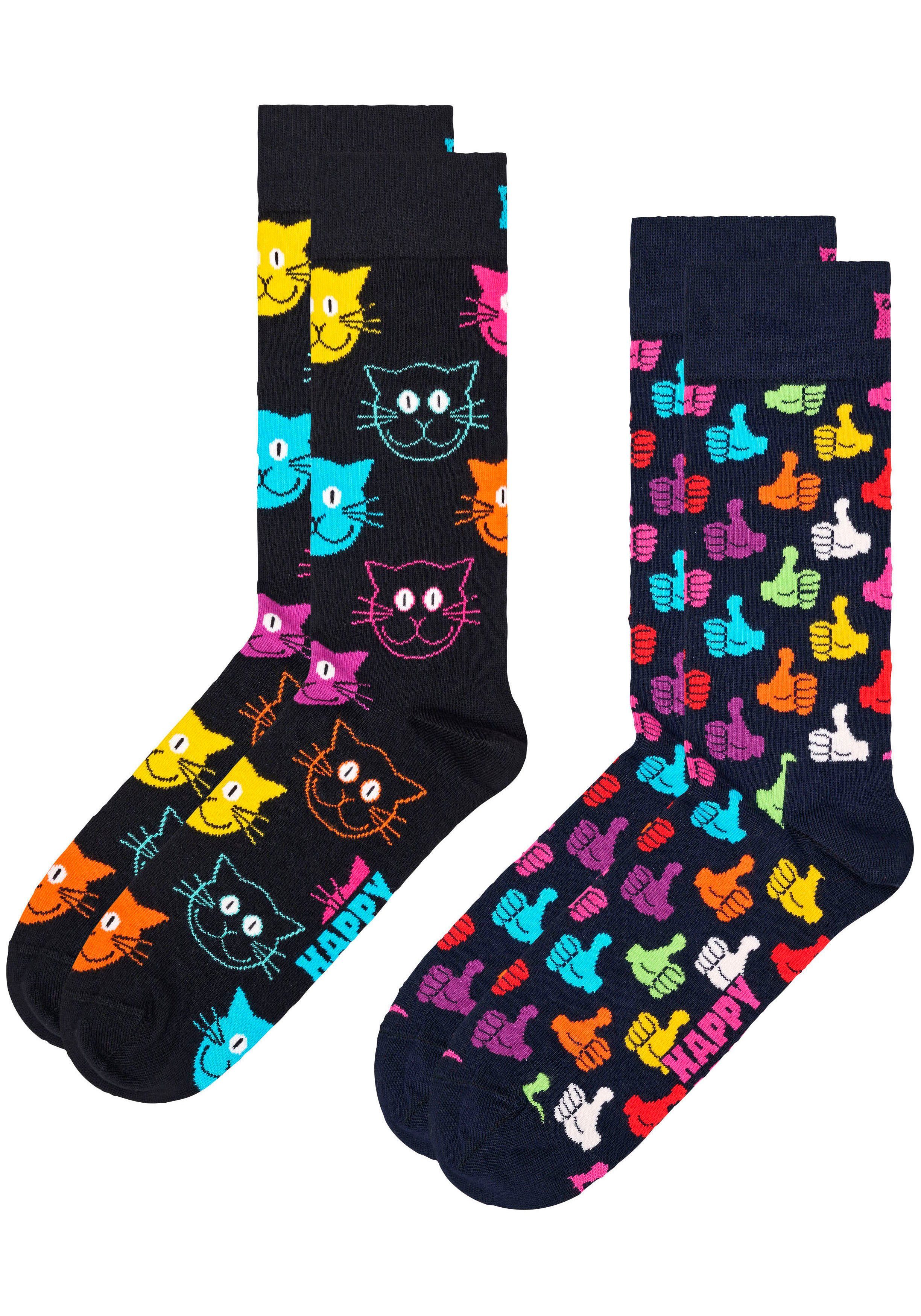 Happy Socks Socken Cat & Thumbs Up Pack | Lange Socken