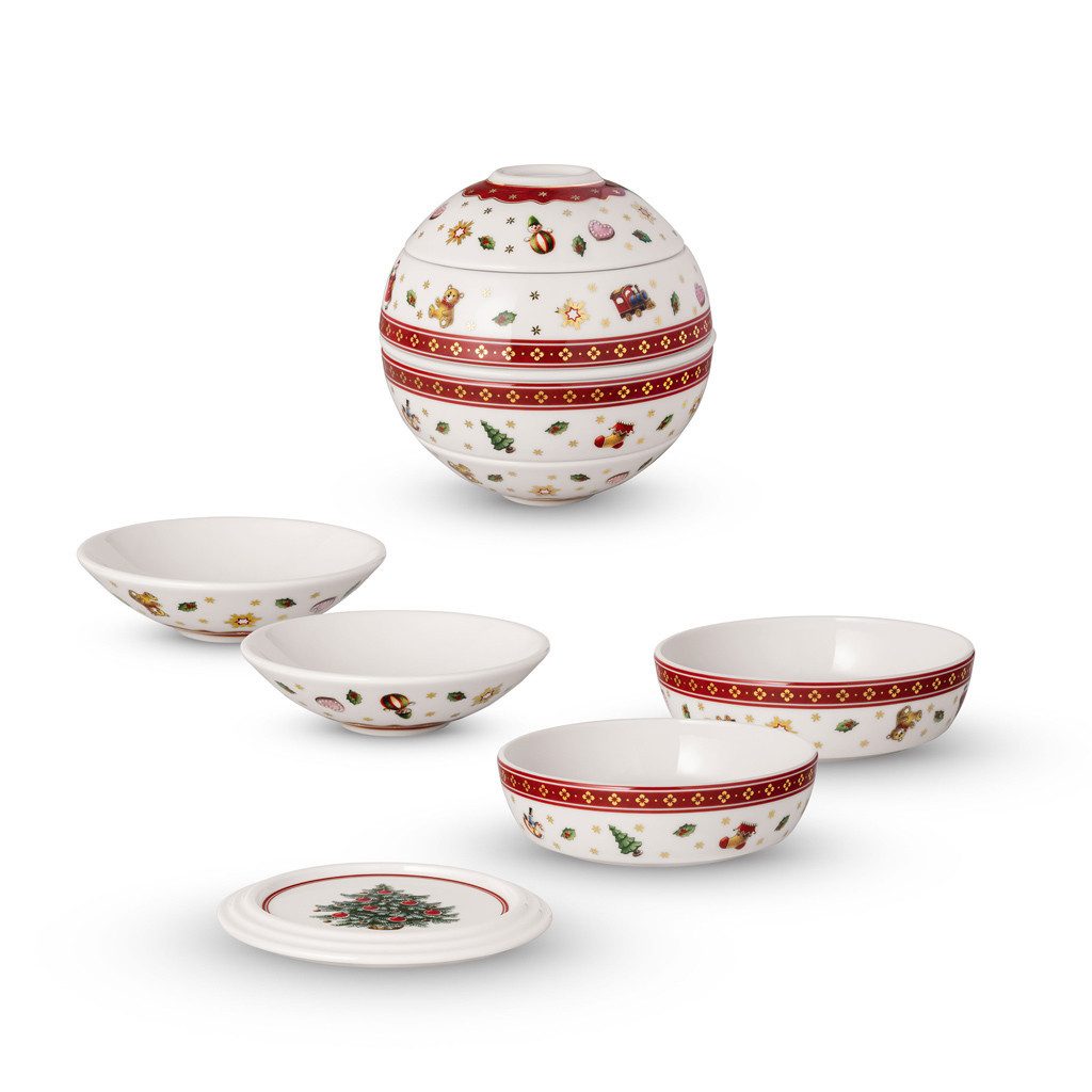 Villeroy & Boch Servier-Set Toy's Delight La petite Boule 14 x 14 cm, Porzellan, (Set, 5-tlg), Premium Porcelain, spülmaschinenfest, Made in Germany