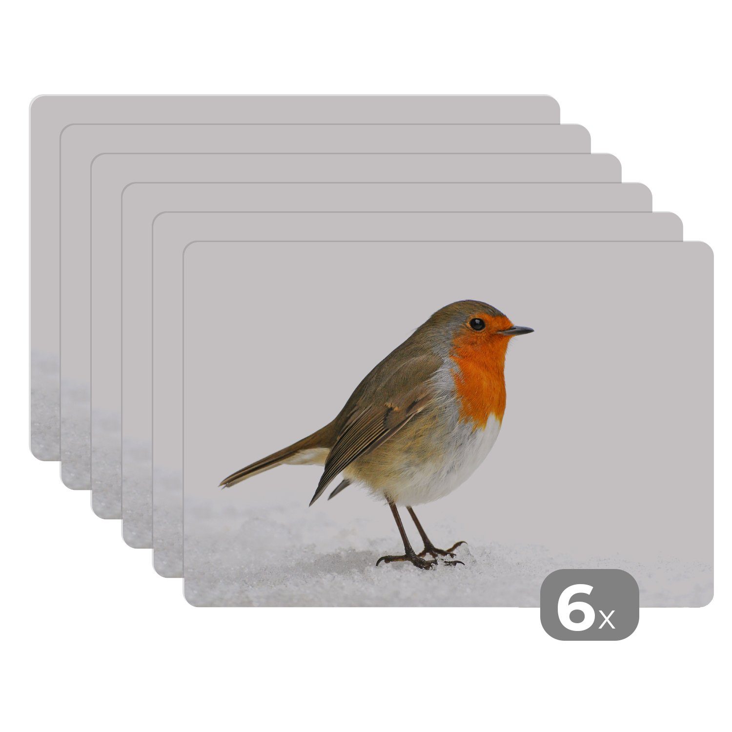 MuchoWow Platzset Rotkehlchen - Schnee - Weiß, (6-St), Platzsets, Tischset, günstig online kaufen