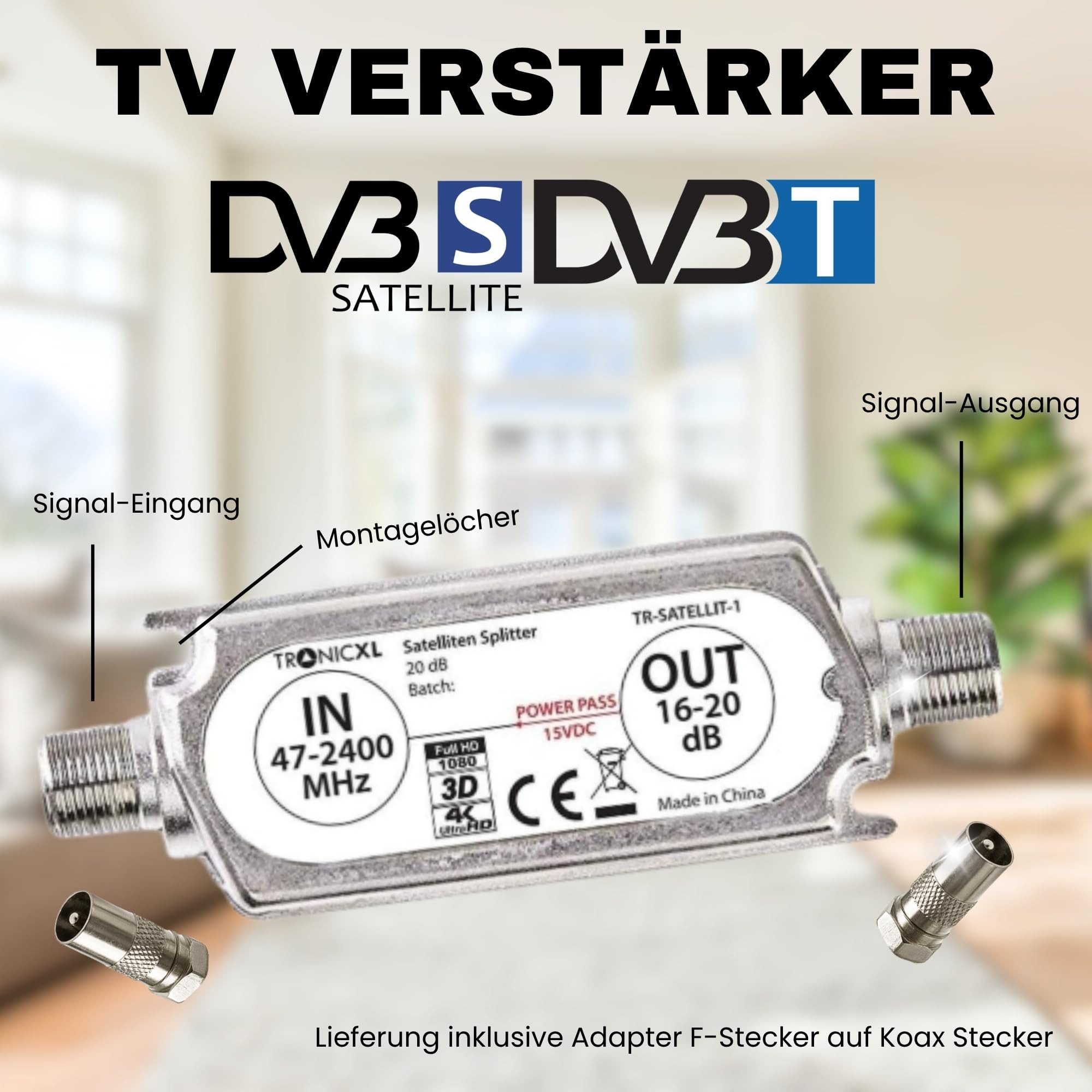 TronicXL Signalverstärker LNB Sat Schüssel DVBT Antenne 20dB DVBS2 DVB-S2 Leistungsverstärker