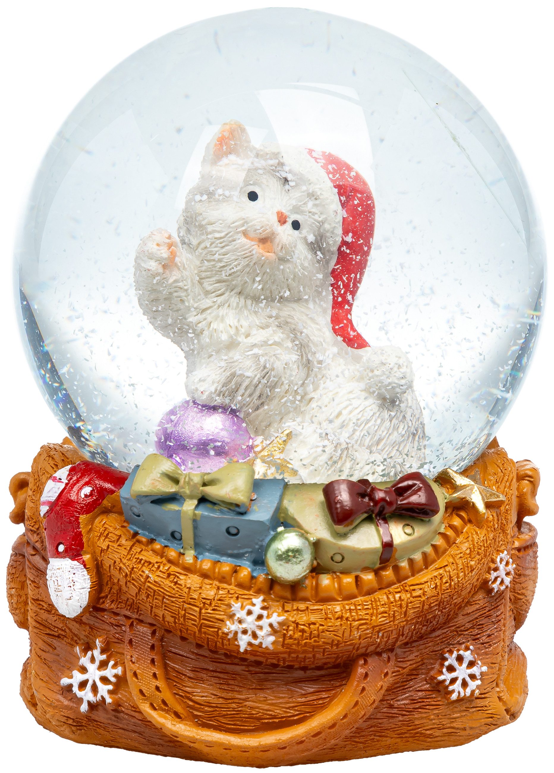 SIKORA Schneekugel SK33 Mittelgroße Glas Winter Deko Kugel Katze Weihnachts günstig online kaufen