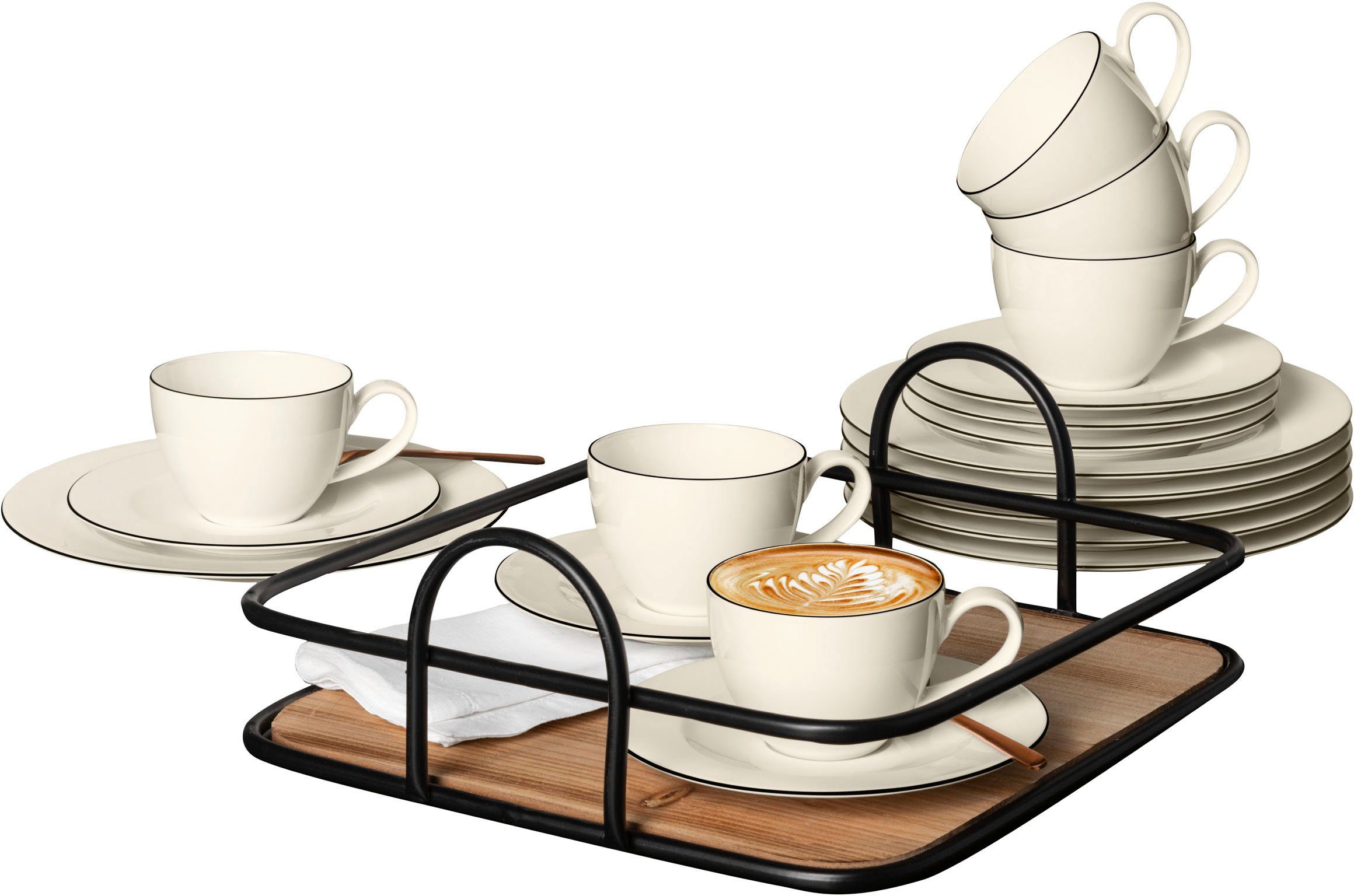 Seltmann Weiden Kaffeeservice Geschirr-Set, Service Zoè (18-tlg), 6 Personen, Porzellan, schlicht und dezent, Made in Germany, 18 Teile, für 6 Personen | Kaffeeservice