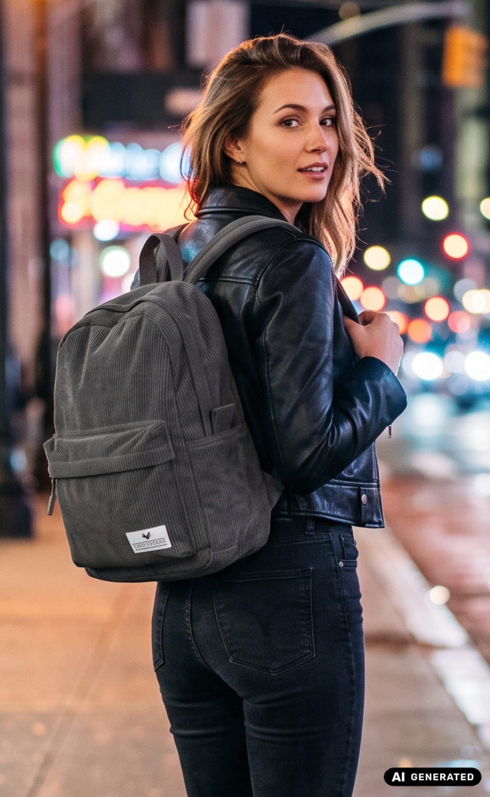 AvaMia Schulrucksack Damen Schüler Rucksack Kord Backpack Daypack Citytasche Arbeit Schule, Damen Rucksack, Innentasche, PFC-frei, Robuste Zipper, Kordrucksack