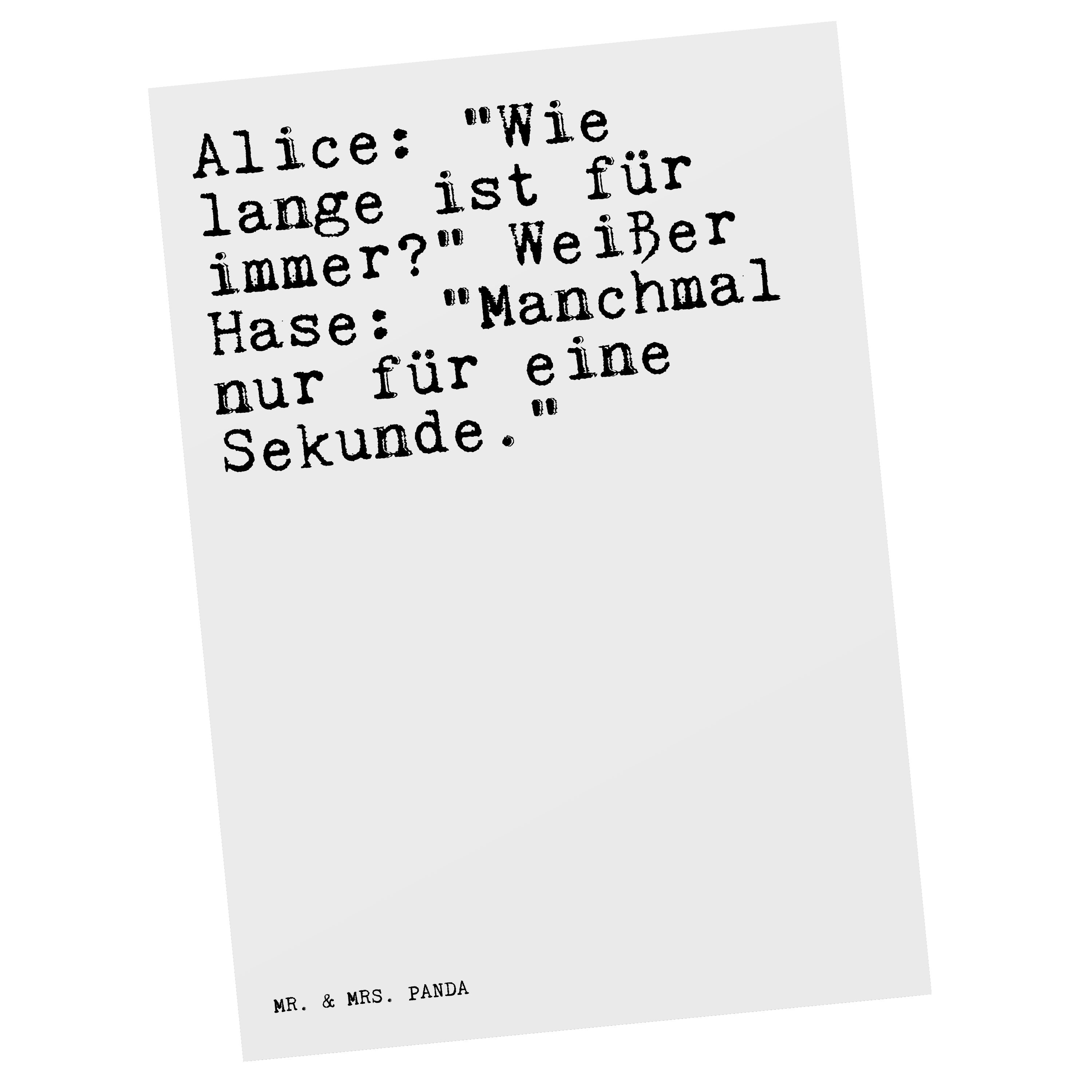 Mr. & Mrs. Panda Postkarte »Alice "Wie lange ist... Weiß Weisheit