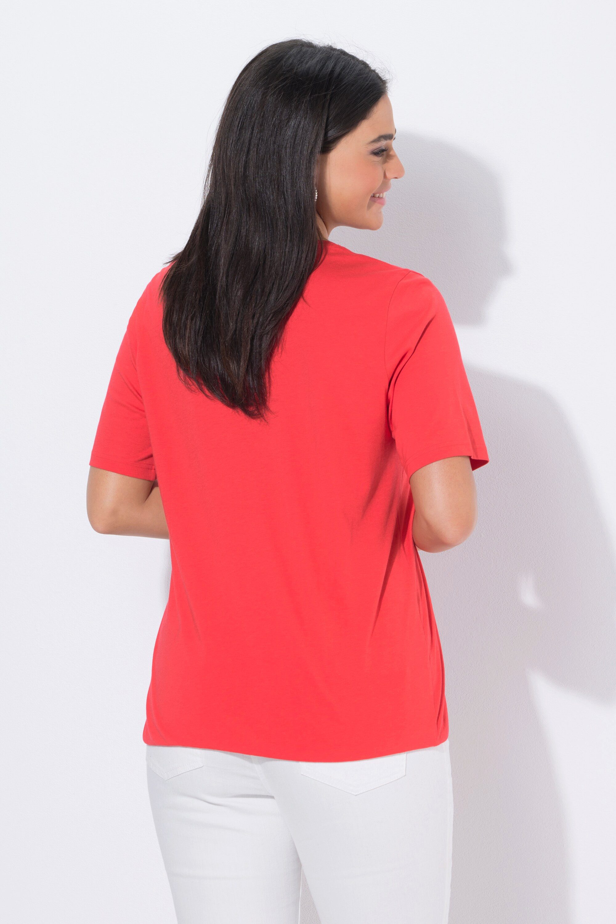 Ulla Popken T-Shirt T-Shirt Schriftmotiv Rundhals Halbarm Elastiksaum