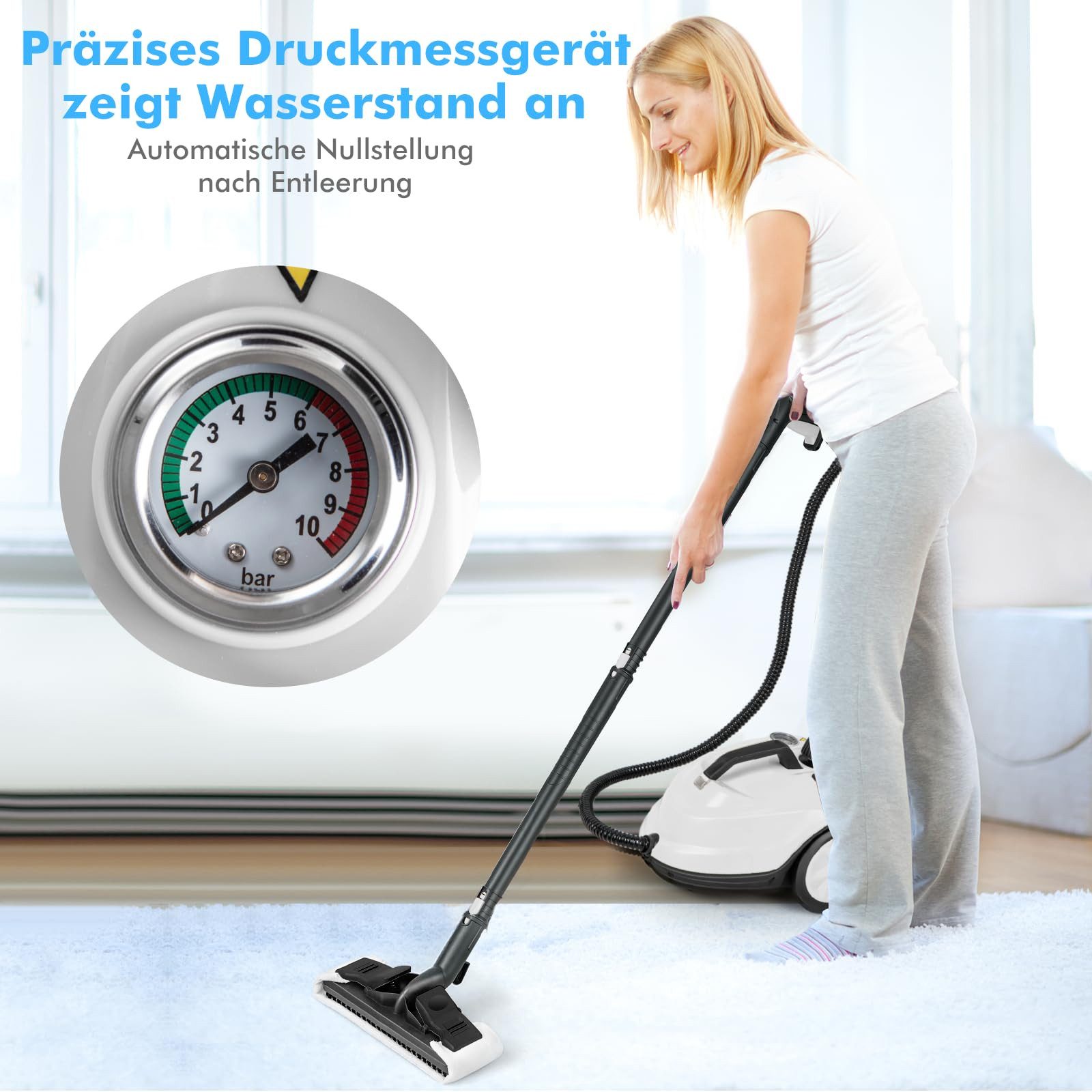 COSTWAY Dampfreiniger mit 1,8 L Tank, 13 Zubehörteile, bis 108m², 2000,00 W