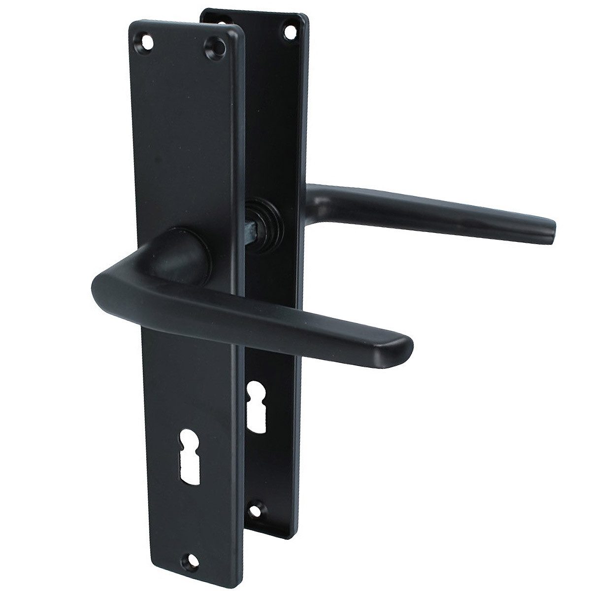 MS Beschläge Türgriff Türklinke Langschild Schwarz Türdrücker Türöffner, Komplettes Befestigungsset mit farblich passenden Schrauben