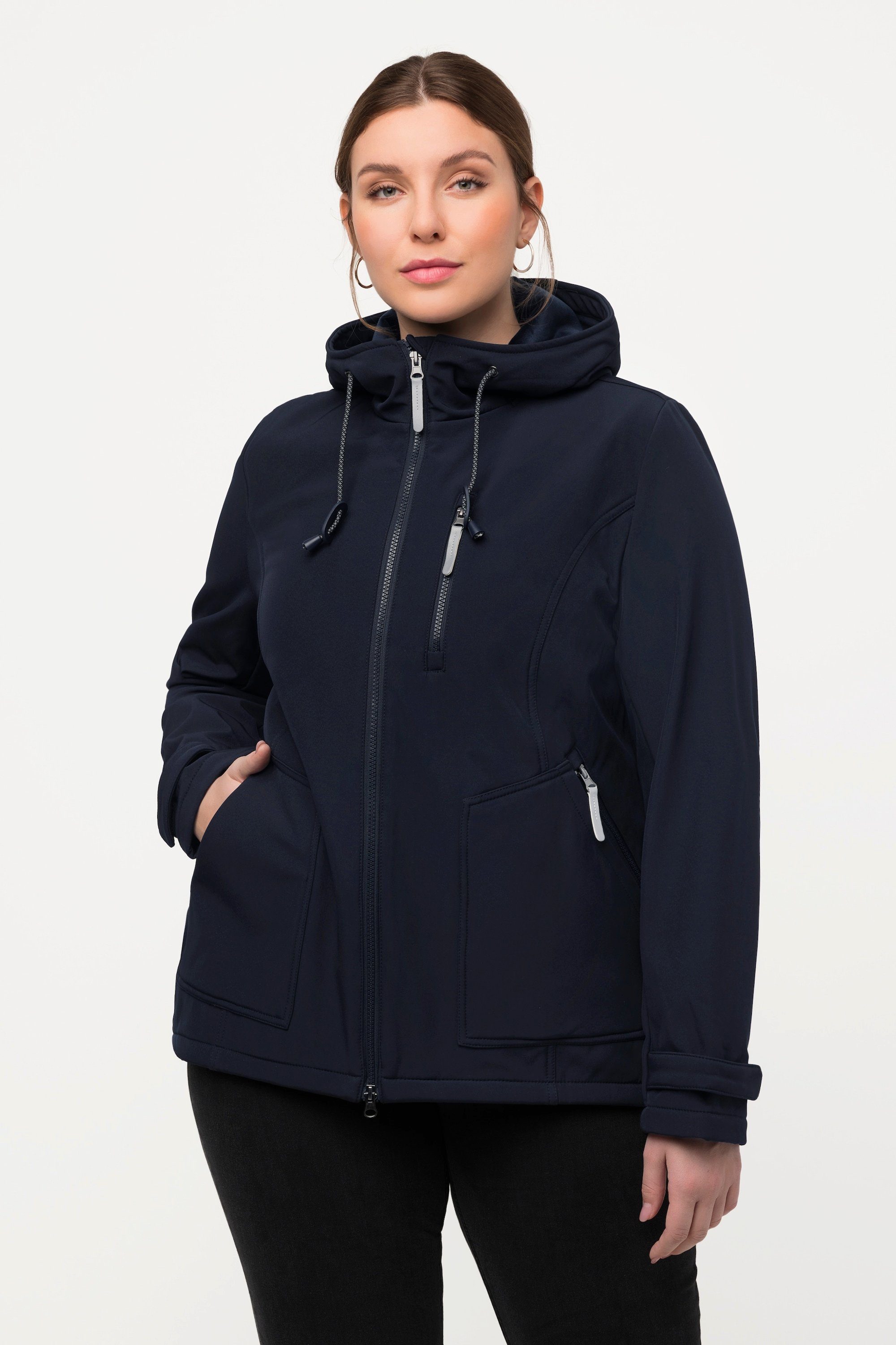 Ulla Popken Softshelljacke Softshelljacke wasserabweisend Fleecefutter  Kapuze