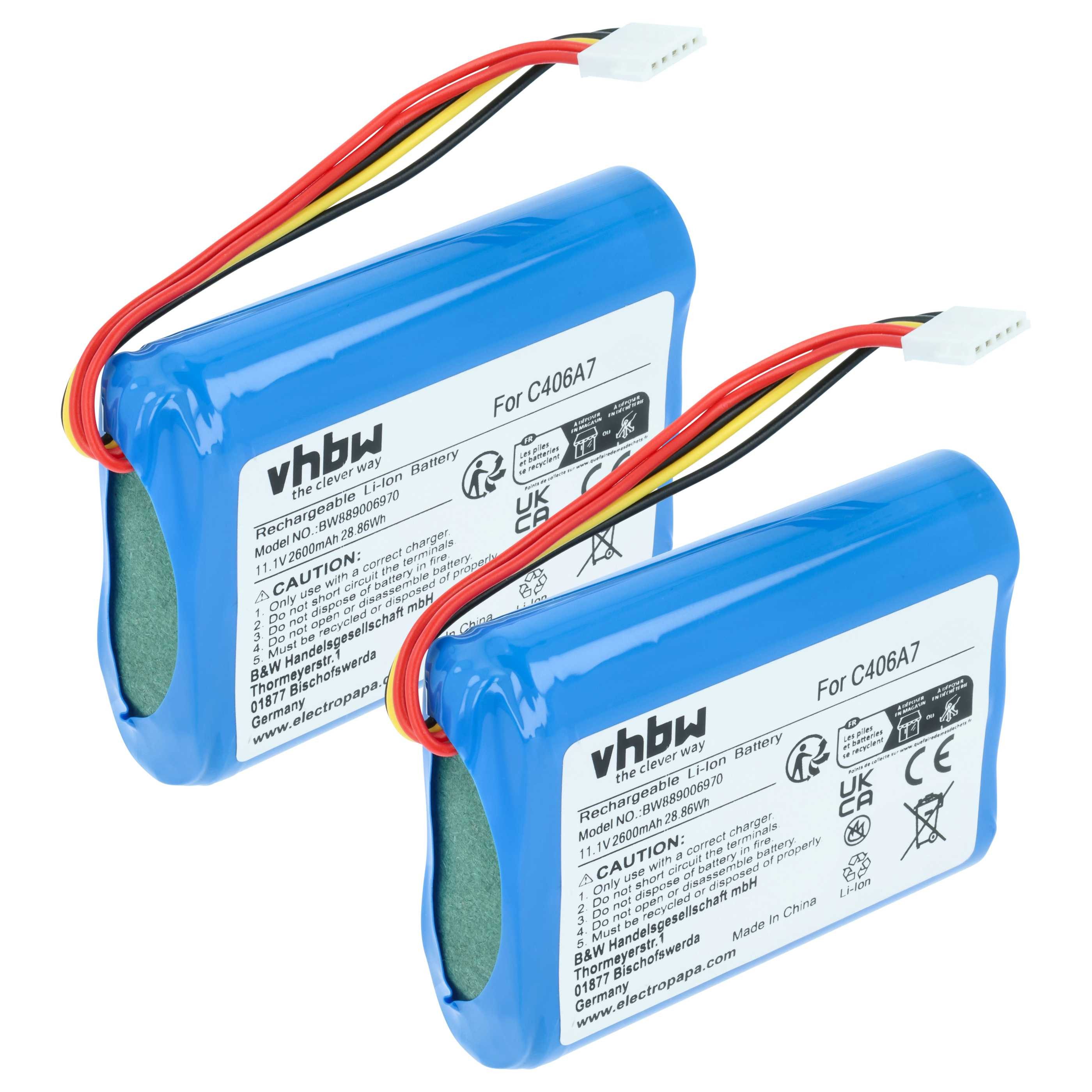 Akku Ersatz für Marshall C406A1, C406A7 für Lautsprecher (2600 mAh, Akku
