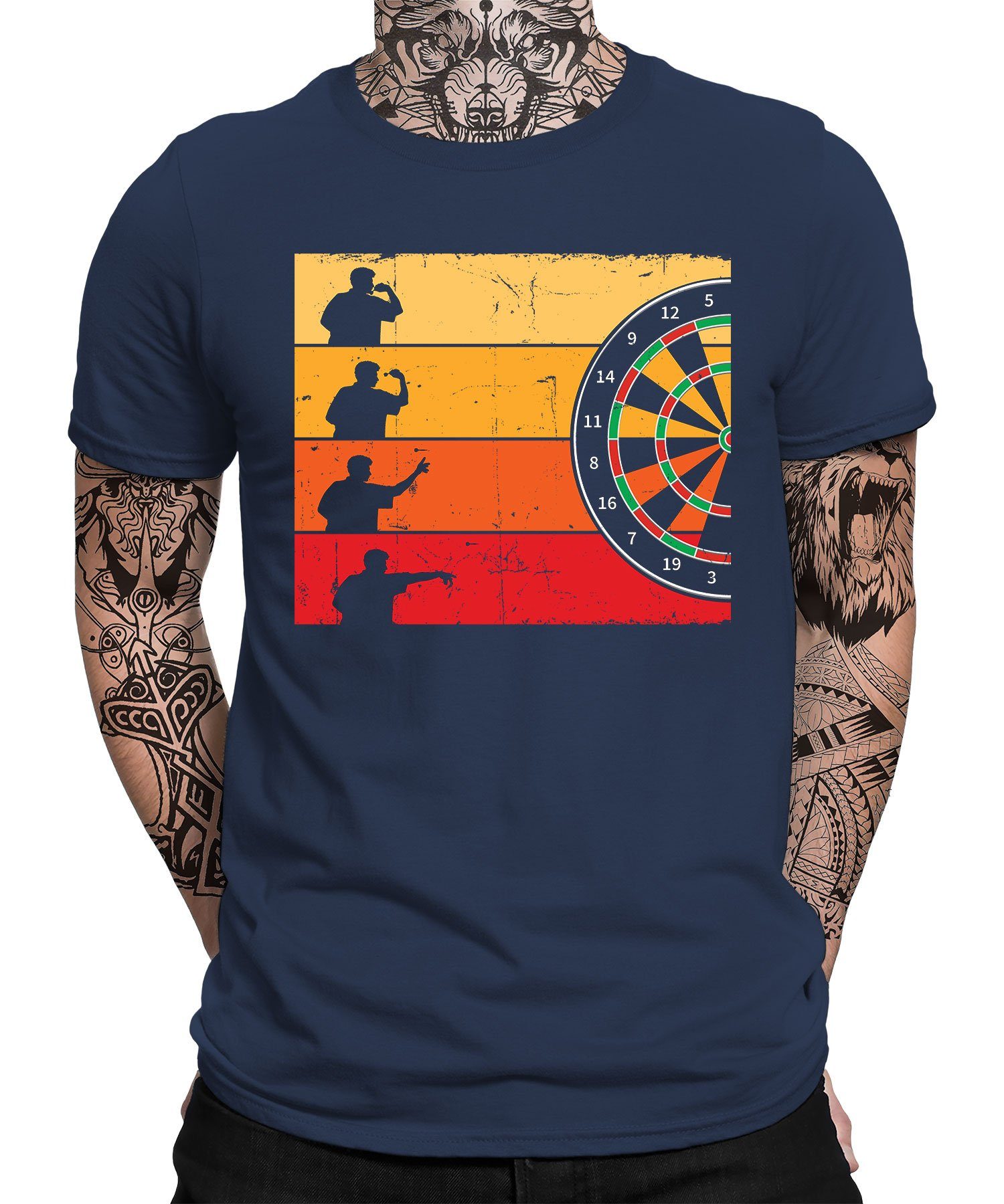Quattro Formatee Kurzarmshirt Dartspiel - Dartpfeil Dart Dartspieler Blau (1-tlg) T-Shirt Navy Dartscheibe Herren