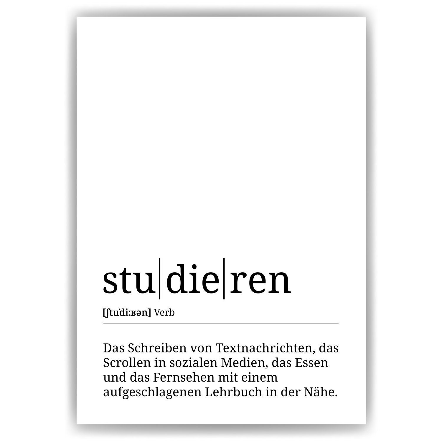 Poster studieren Definition Wandbild Studium lustig Student Geschenk