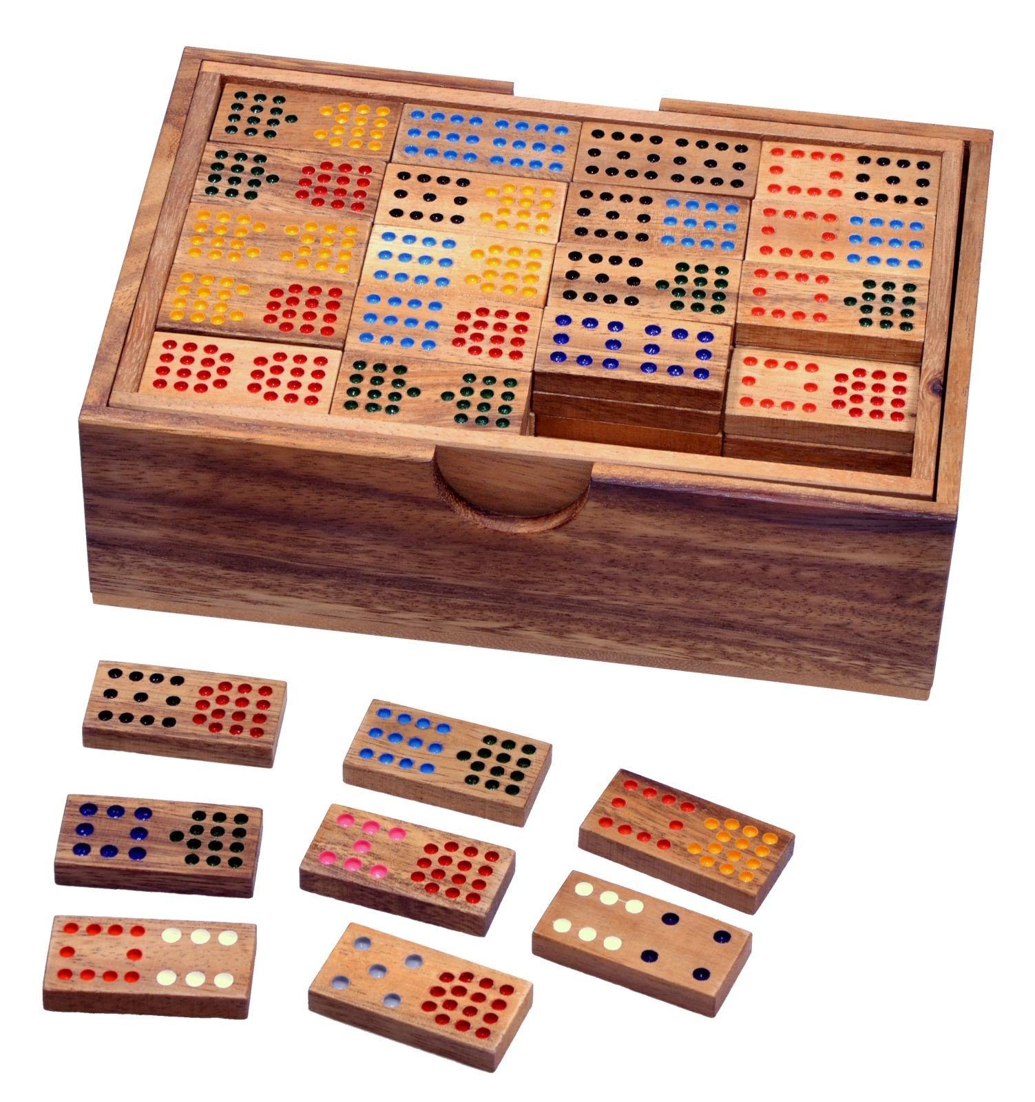 Logoplay Holzspiele Spielesammlung, Domino Doppel 15 für 2 bis 6 Spieler - Gesellschaftsspiel mit 136 SpielsteinenHolzspielzeug