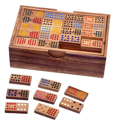 Logoplay Holzspiele Spiel, Domino Doppel 15 für 2 bis 6 Spieler - Gesellschaftsspiel mit 136 SpielsteinenHolzspielzeug