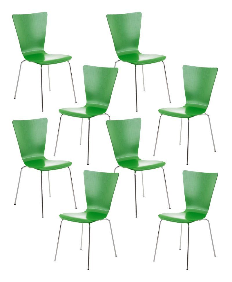 CLP Besucherstuhl Aaron (8er Set), mit Holzsitz und Metallgestell grün