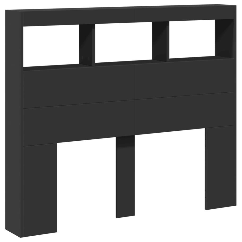 vidaXL Bett LED-Kopfteil mit Ablagen Schwarz 120x17x102 cm (1-tlg)