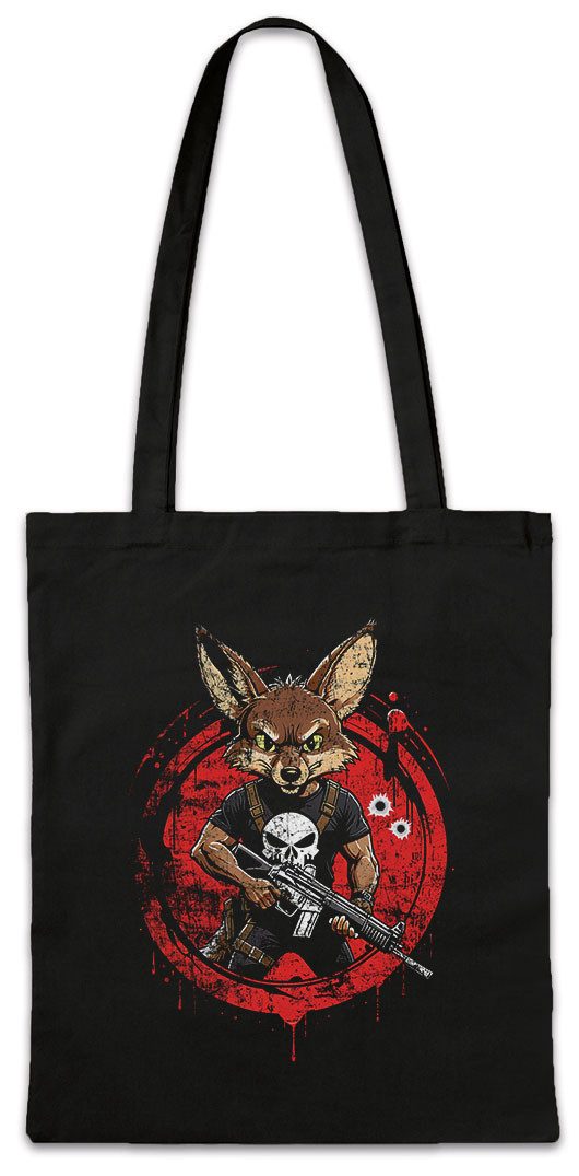 Beuteltasche Vigilante Coyote Stofftasche Skull Logo Toon Cartoon Comic Wild