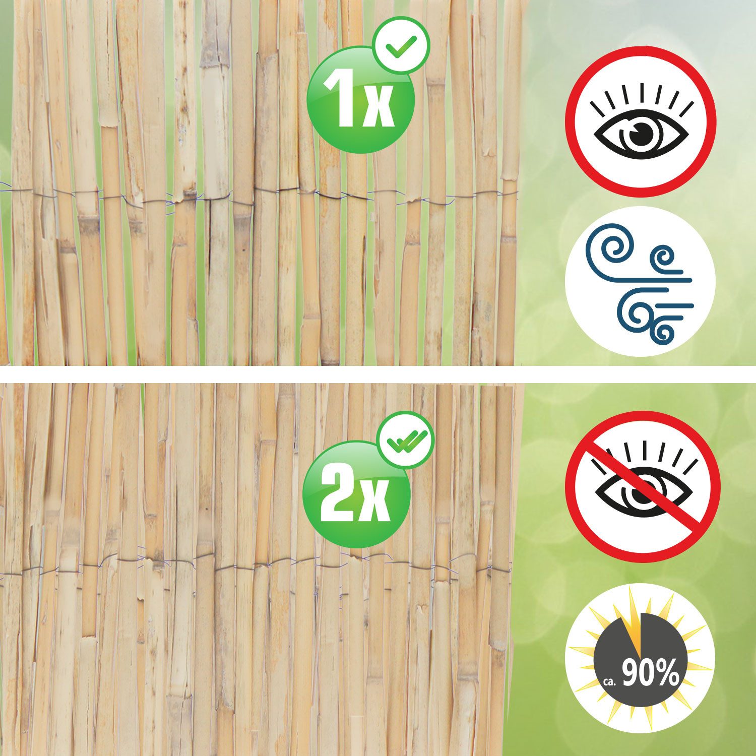 urfence Sichtschutzzaunmatten aus Schilf – 80x600 Schilfmatte - Sichtschutz Balkon Terrasse Garten, Balkonsichtschutz Windschutz Sonnenschutz - Gartenzaun Schilfrohrmatte