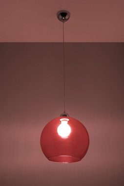 Licht-Erlebnisse Pendelleuchte BILBAO, ohne Leuchtmittel, Hängelampe Glas Rot Chrom zeitlos Kugel Schirm Küche Esszimmer