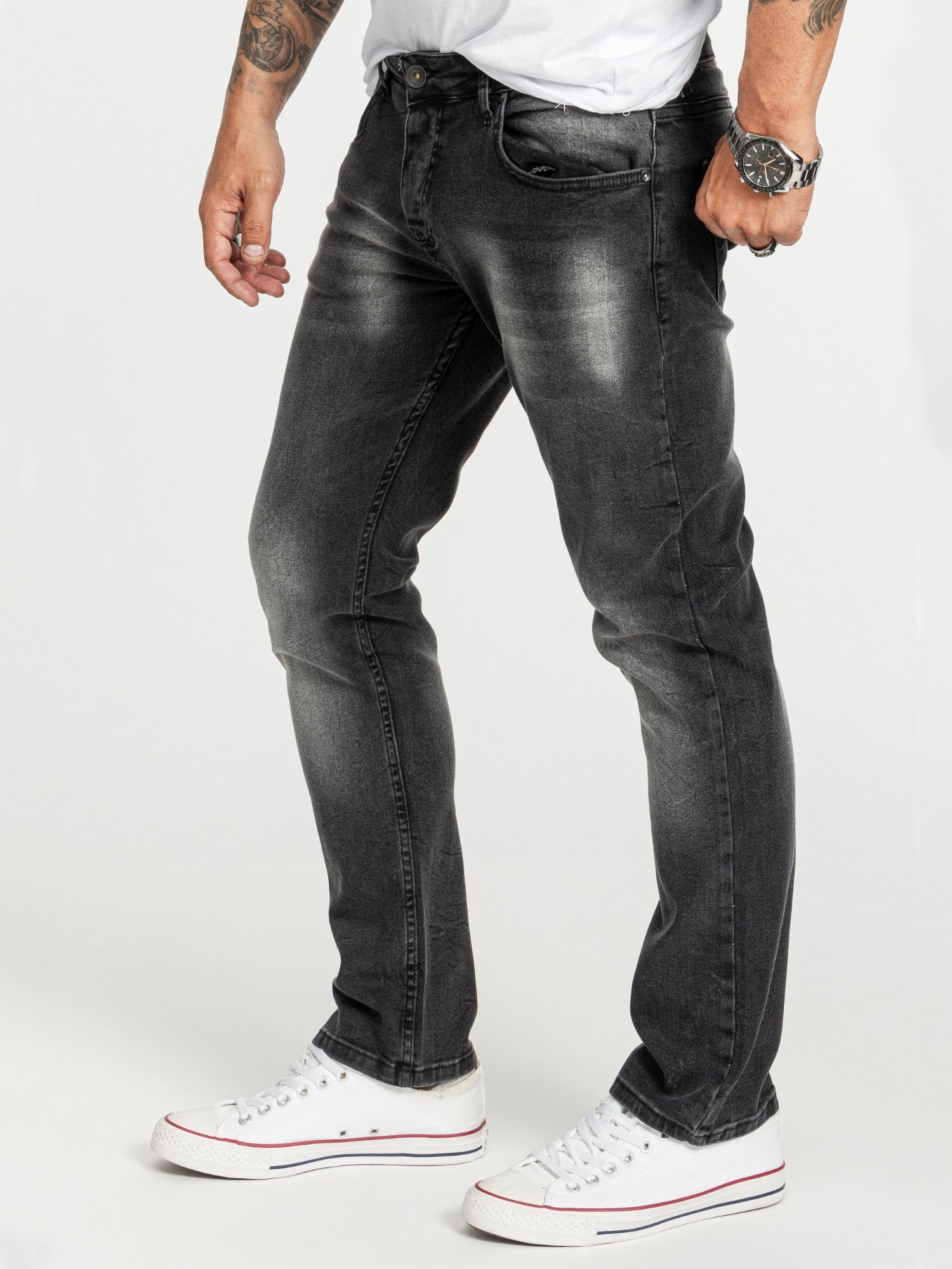 Rock Creek Regular-fit-Jeans Herren Jeans Stonewashed Dunkelgrau RC-2406 günstig online kaufen