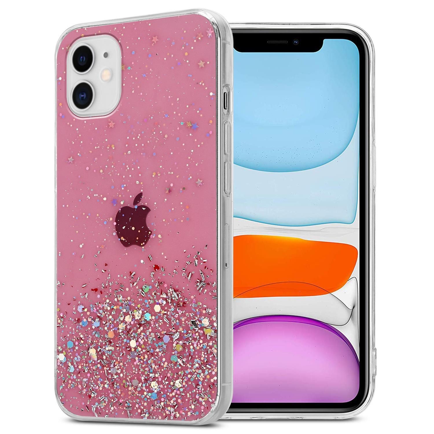 Cadorabo Handyhülle für iPhone 11 PRO MAX Hülle Apple iPhone 11 PRO MAX, Flexible TPU Silikon Handy Schutzhülle - Hülle - mit Glitzer