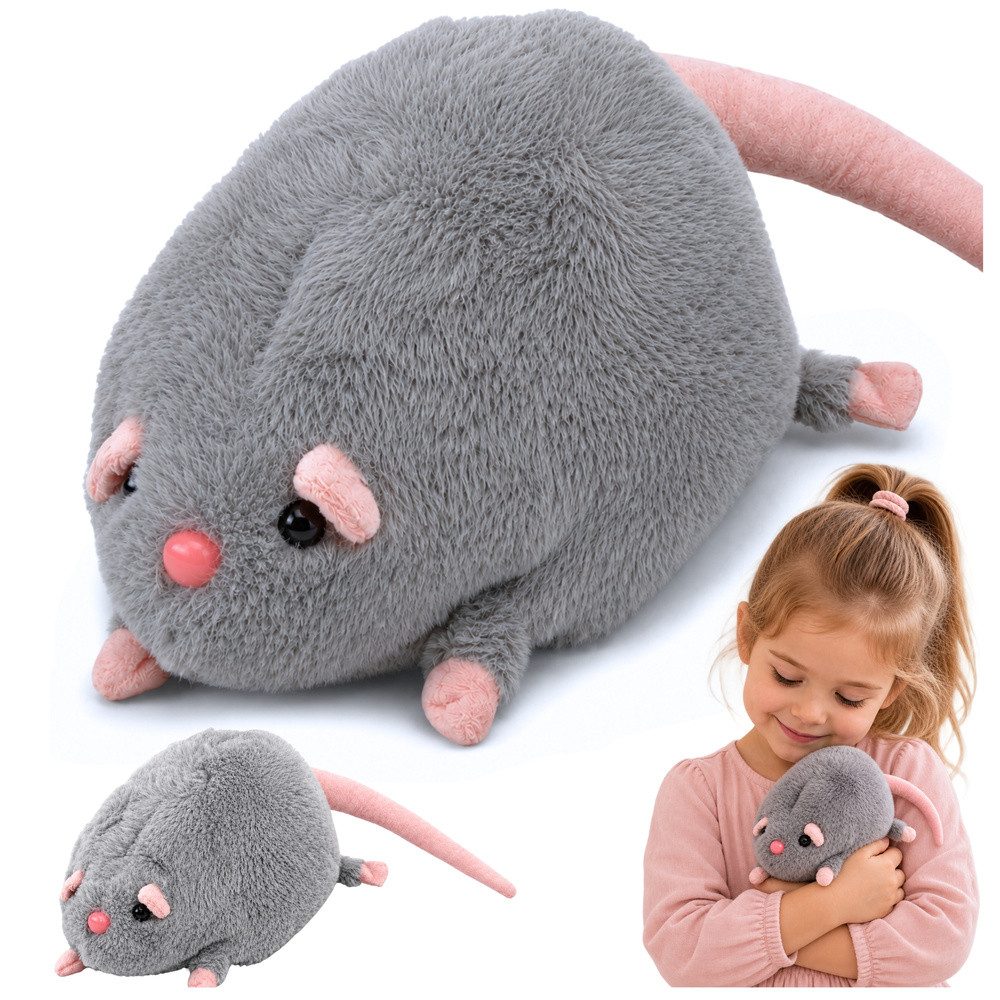 LEAN TOYS Kuscheltier Plüschratte Schmusetier Stofftier (Spar-Set, 1-St., 40 x 12 x 12 cm weich), langer Schwanz, weicher Plüsch, realistische Form