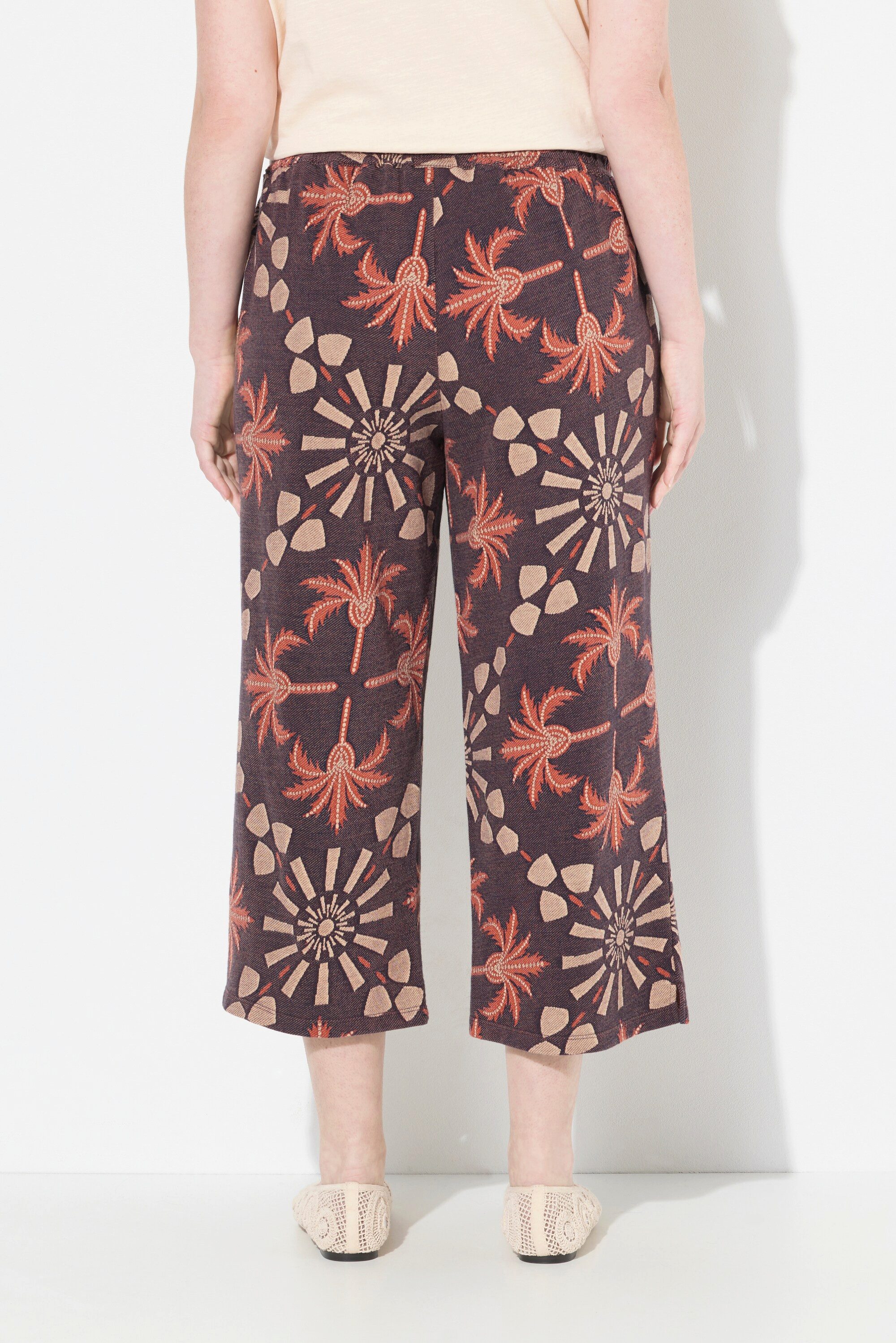 Ulla Popken Culotte Culotte Palmen weites Bein Elastikbund