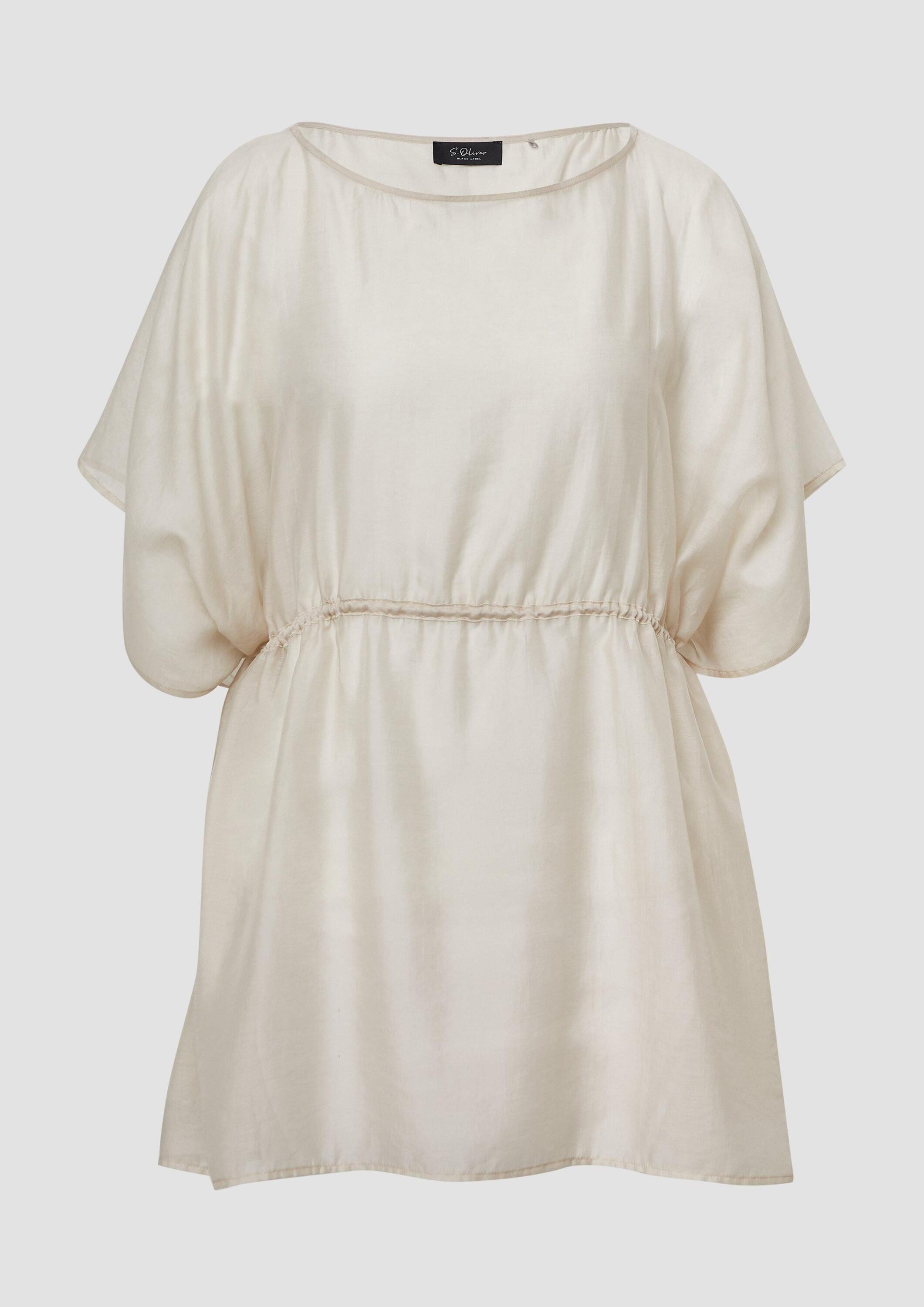 s.Oliver Kurzarmbluse Bluse Semitransparenter Kaftan im Relaxed Fit mit Tunnelzug
