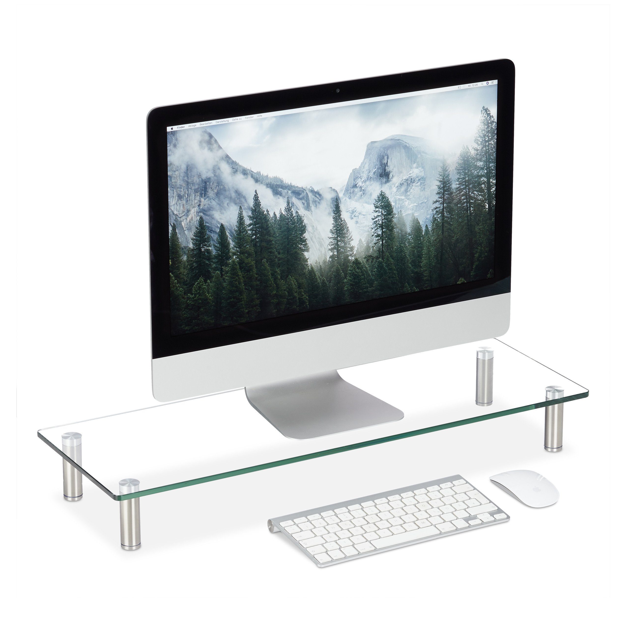 relaxdays Monitor-Halterung Bildschirmständer Glas, (1-tlg., Groß)