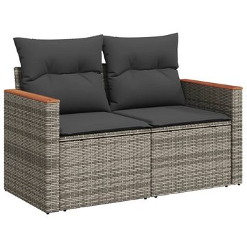 vidaXL Loungesofa Gartensofa 2-Sitzer mit Kissen Grau Poly Rattan