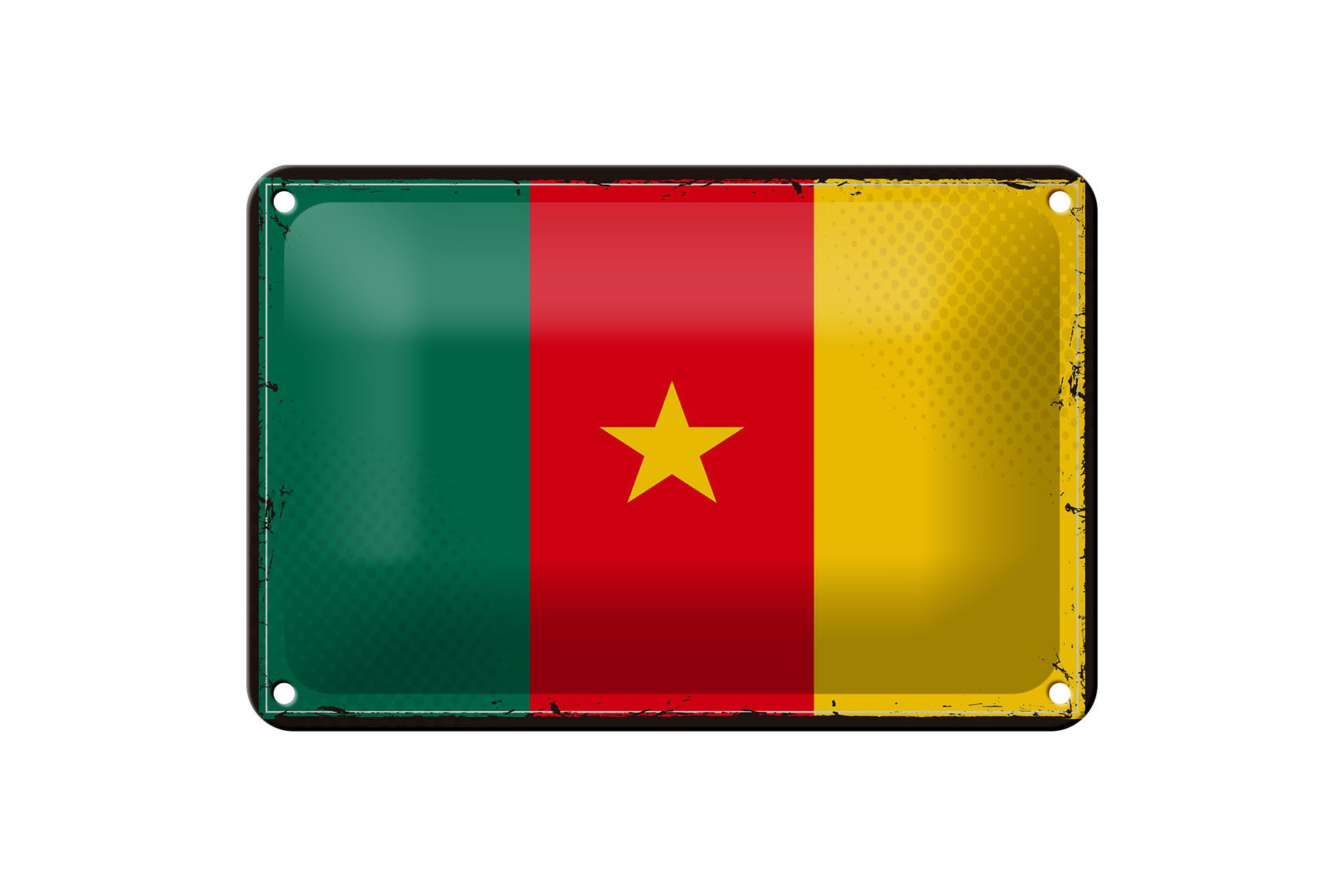 Femer GmbH Metallschild Flagge Kameruns 18x12cm Retro Flag of Cameroon, (1 St), gewölbte Oberfläche, abgerundete Ecken, umgeschlagene Kanten