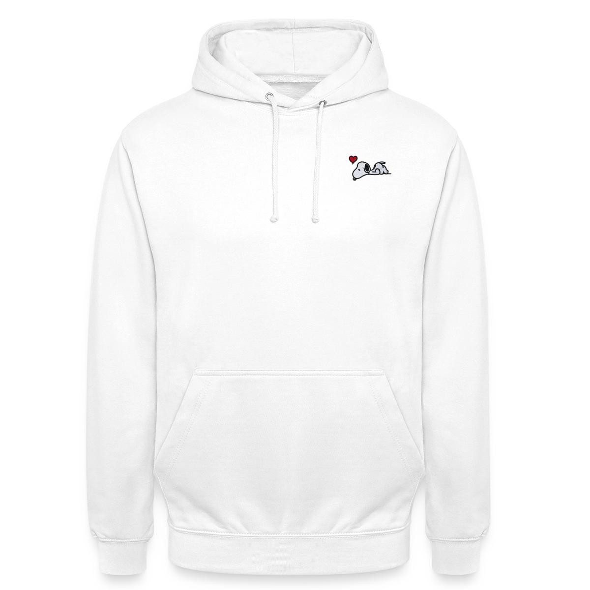 Spreadshirt Hoodie Peanuts Snoopy Liebe Herz Love Stick Unisex Hoodie (1-tlg) Unisex-Schnitt: Sitzt bei Männern körpernah, bei Frauen weit