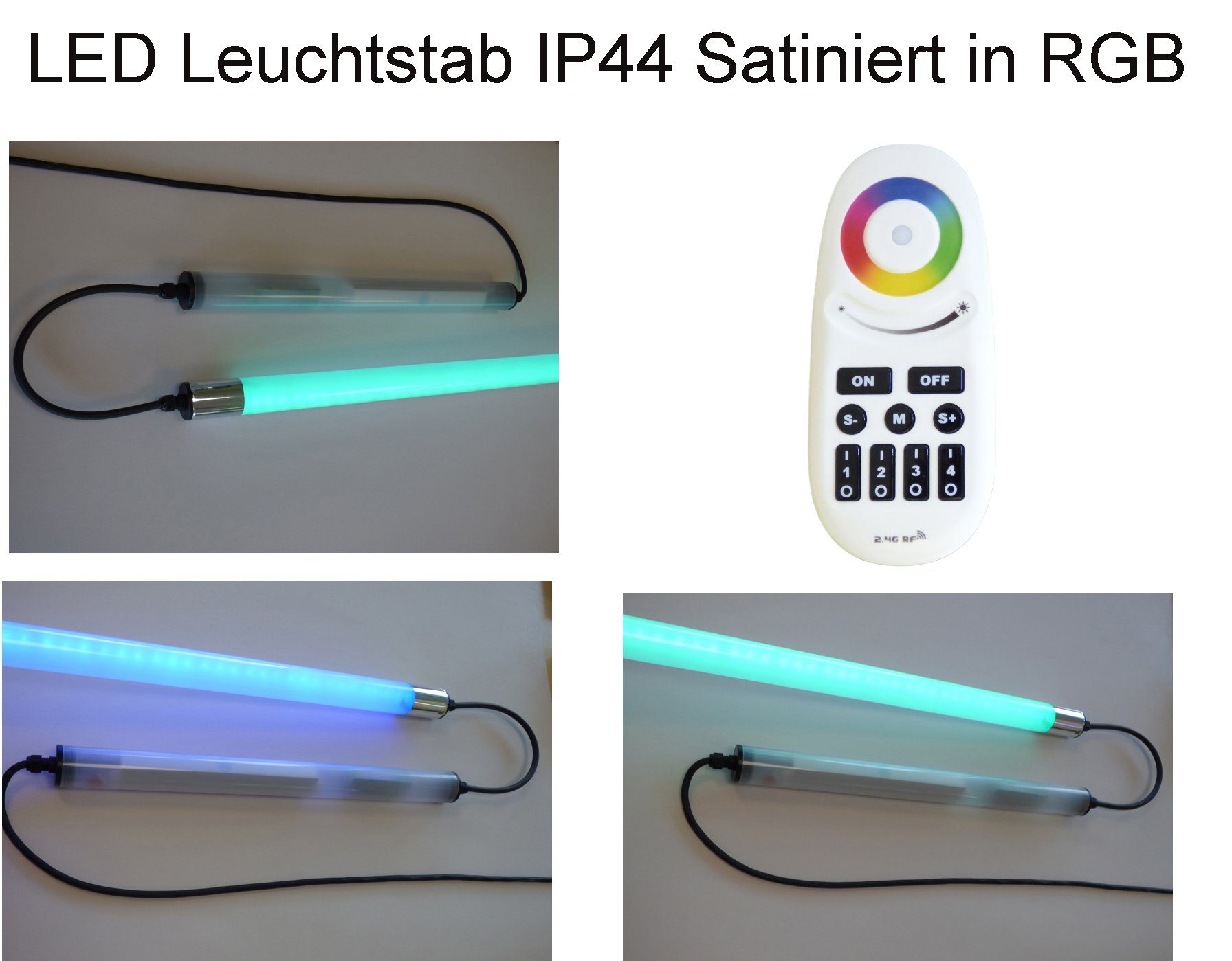 Leuchtstab T8, Mehrfarbig 0,63mn Röhre LED LED 230V, Länge IP44 RGB+WW LED Fernbed. Satiniert Xenon Wandleuchte XENON