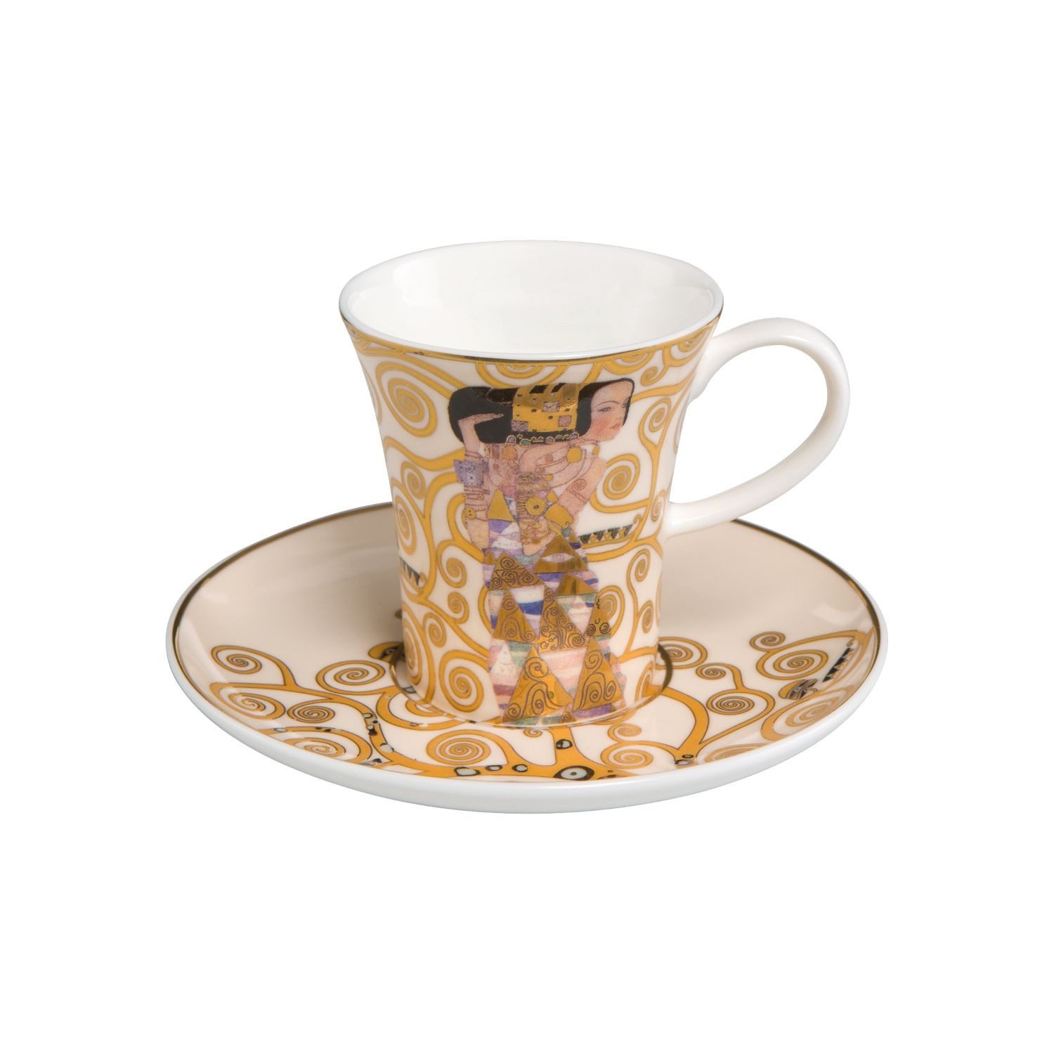 Goebel Tasse Gustav Klimt, Porzellan, Spülmaschinengeeignet, Gold, Motiv: Die Erwartung