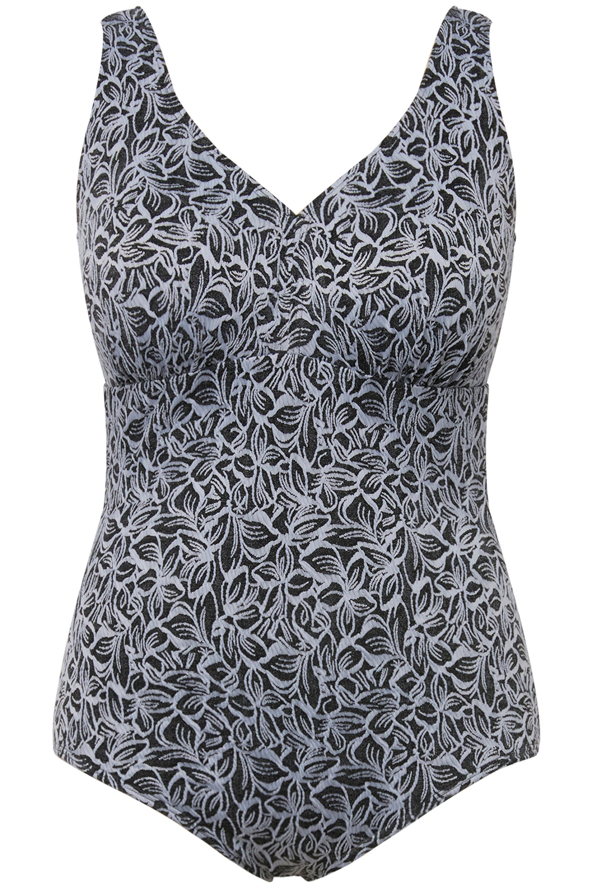 Ulla Popken Badeanzug Badeanzug Blätter Softcups tiefer Rückenausschnitt günstig online kaufen