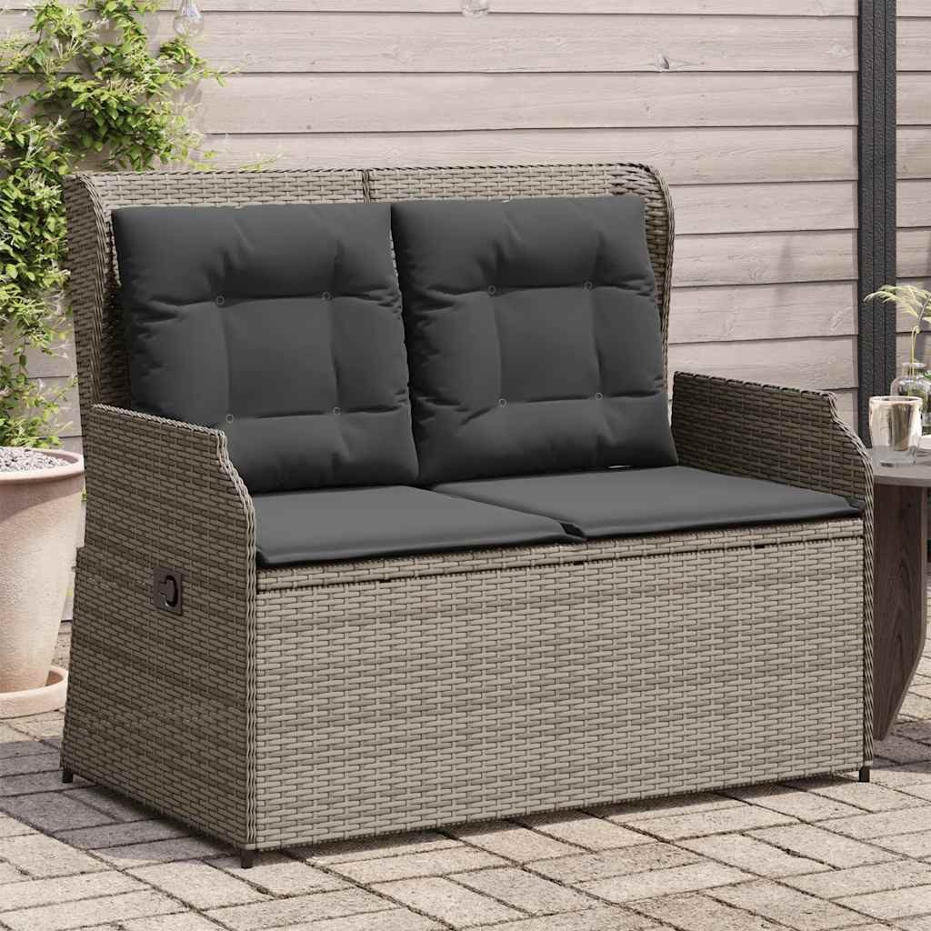 furnicato Gartensofa Garten-Relaxbank Grau 110x67x95 cm mit verstellbarer Rückenlehne