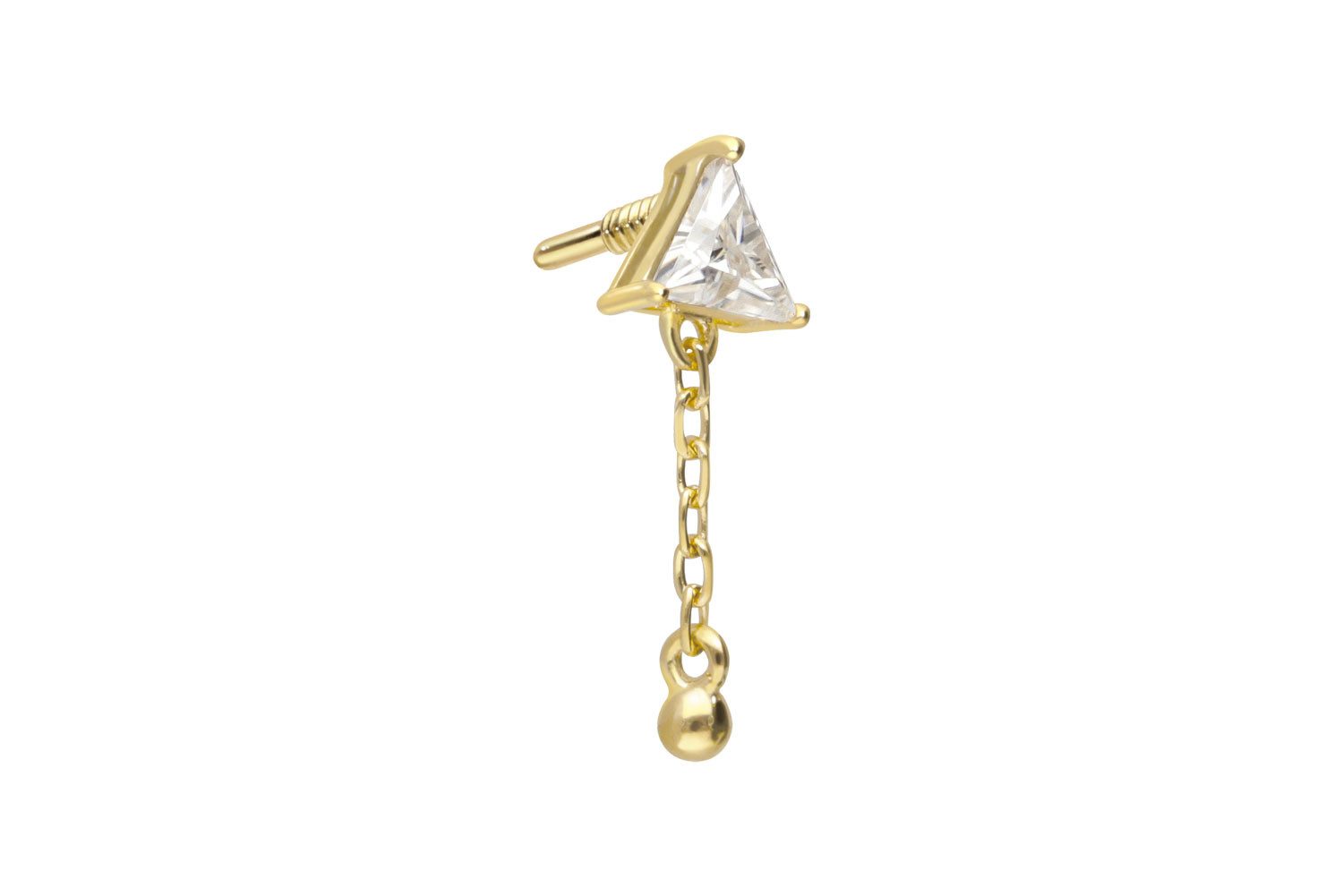 Piercing-Set 14 Karat Gold Schraubaufsatz mit Außengewinde MOISSANIT-DREIECK +