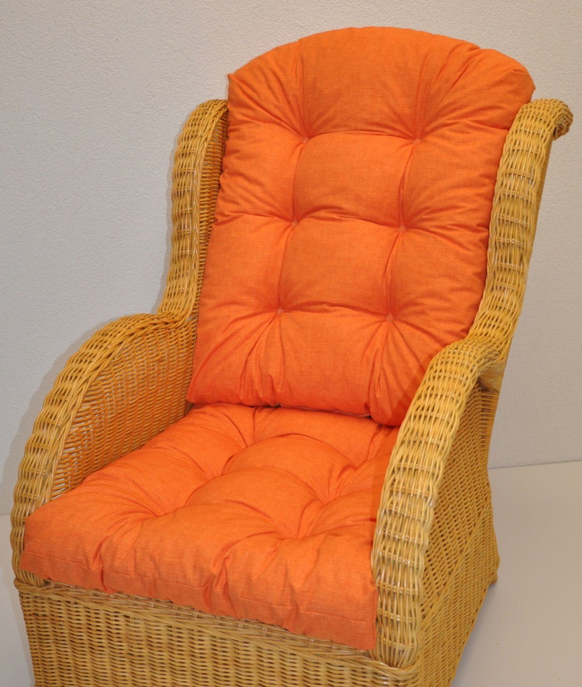 Rattani Sesselauflage Polster Kissen für Rattan Ohrensessel Rattansessel, Color Orange