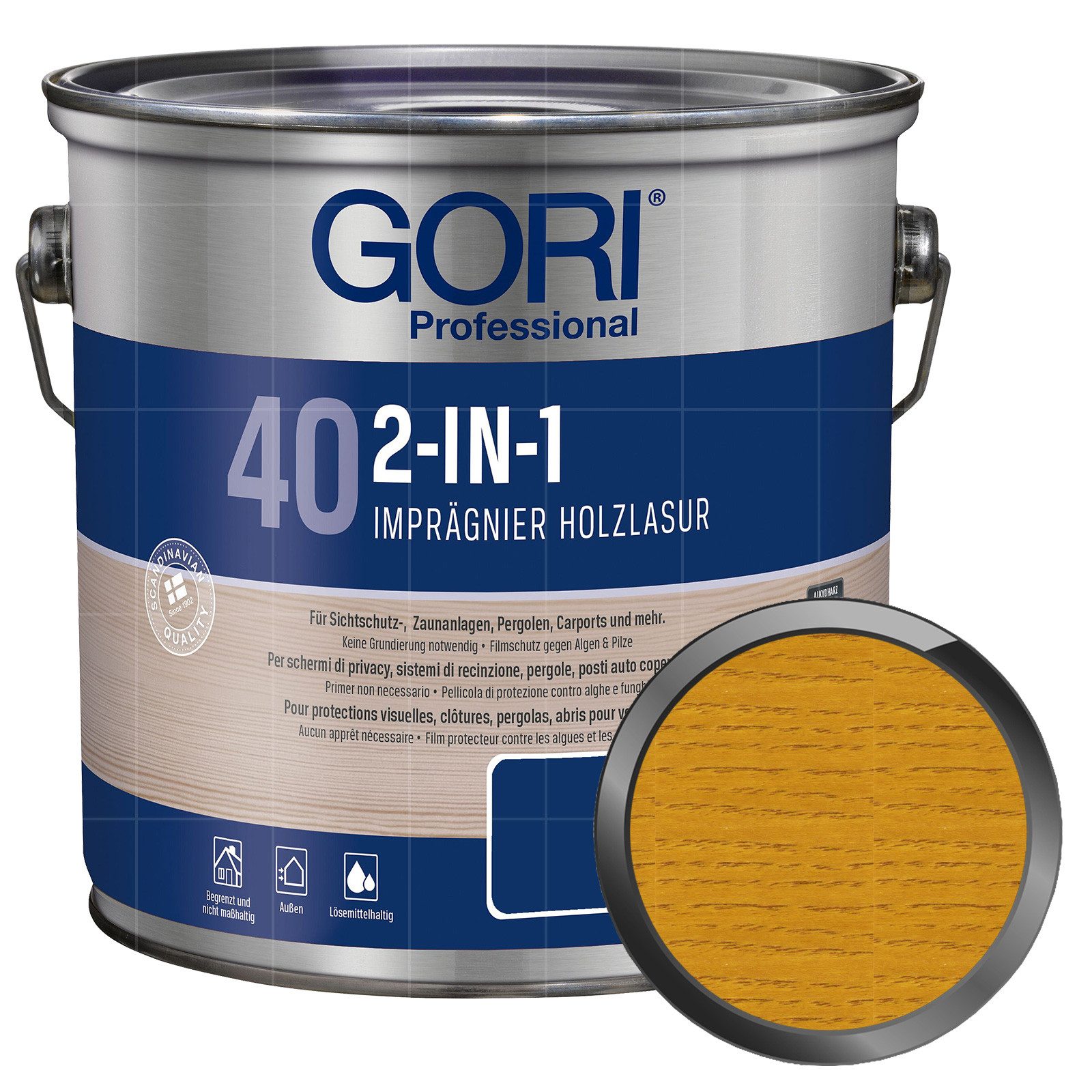 GORI Holzschutzlasur 40 2in1 Imprägnier Holzlasur - 2.5 Ltr