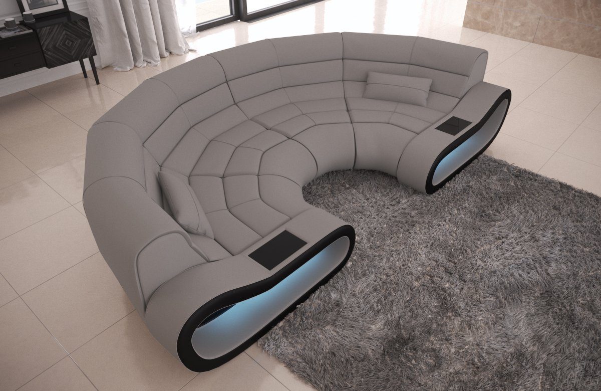 Rückenlehne Bigsofa Sofa C76 Ecksofa Designersofa Stoffsofa, Dreams Stoff ergonomischer Couch hellgrau-weiß mit Polster Concept Sofa