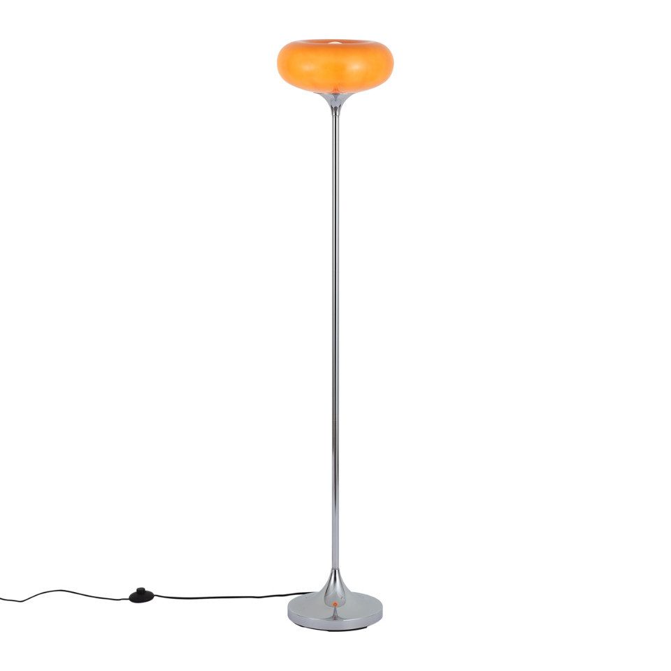 Qazqa Stehlampe Glaze, ohne Leuchtmittel, Warmweiß, QAZQA Stehlampe, e27, Orange, Metall, Retro